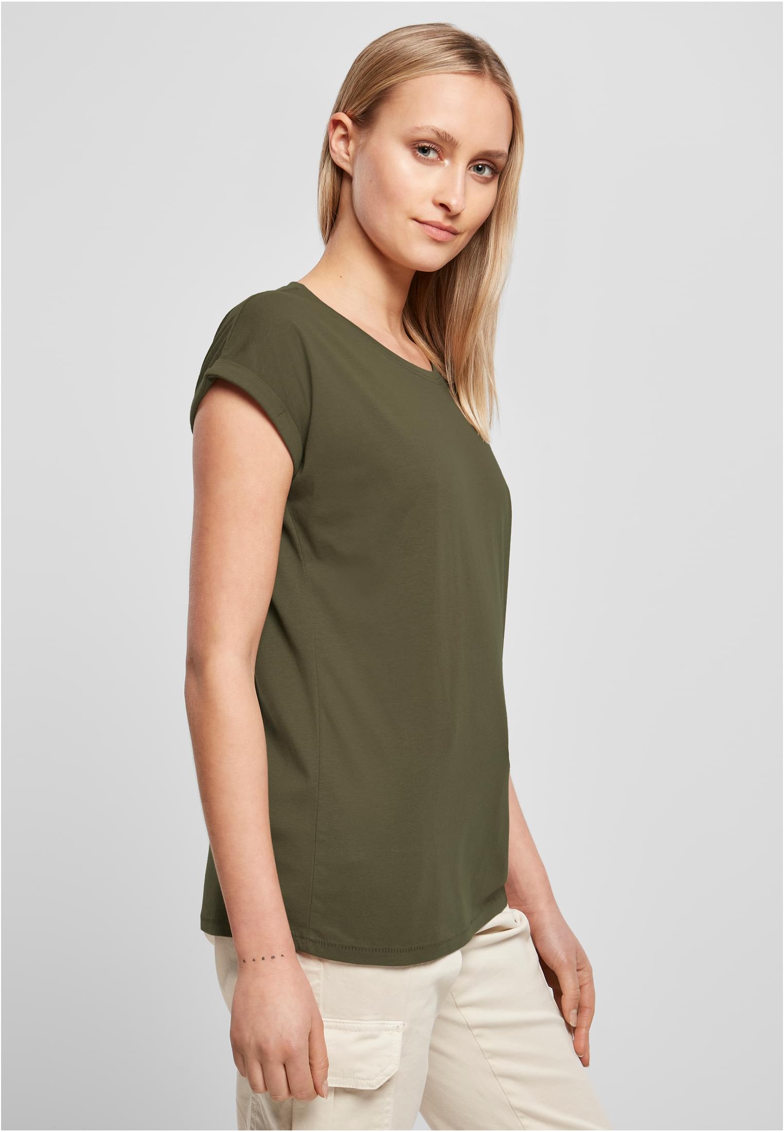 Ladies Extended Shoulder Tee olive | olive