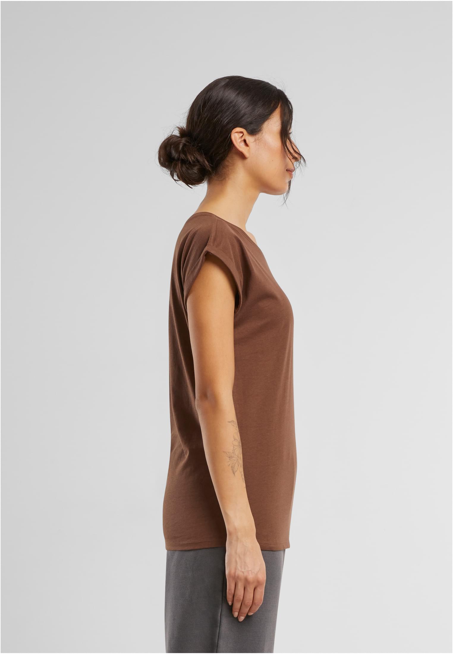 Ladies Extended Shoulder Tee chocolatebrown | chocolatebrown