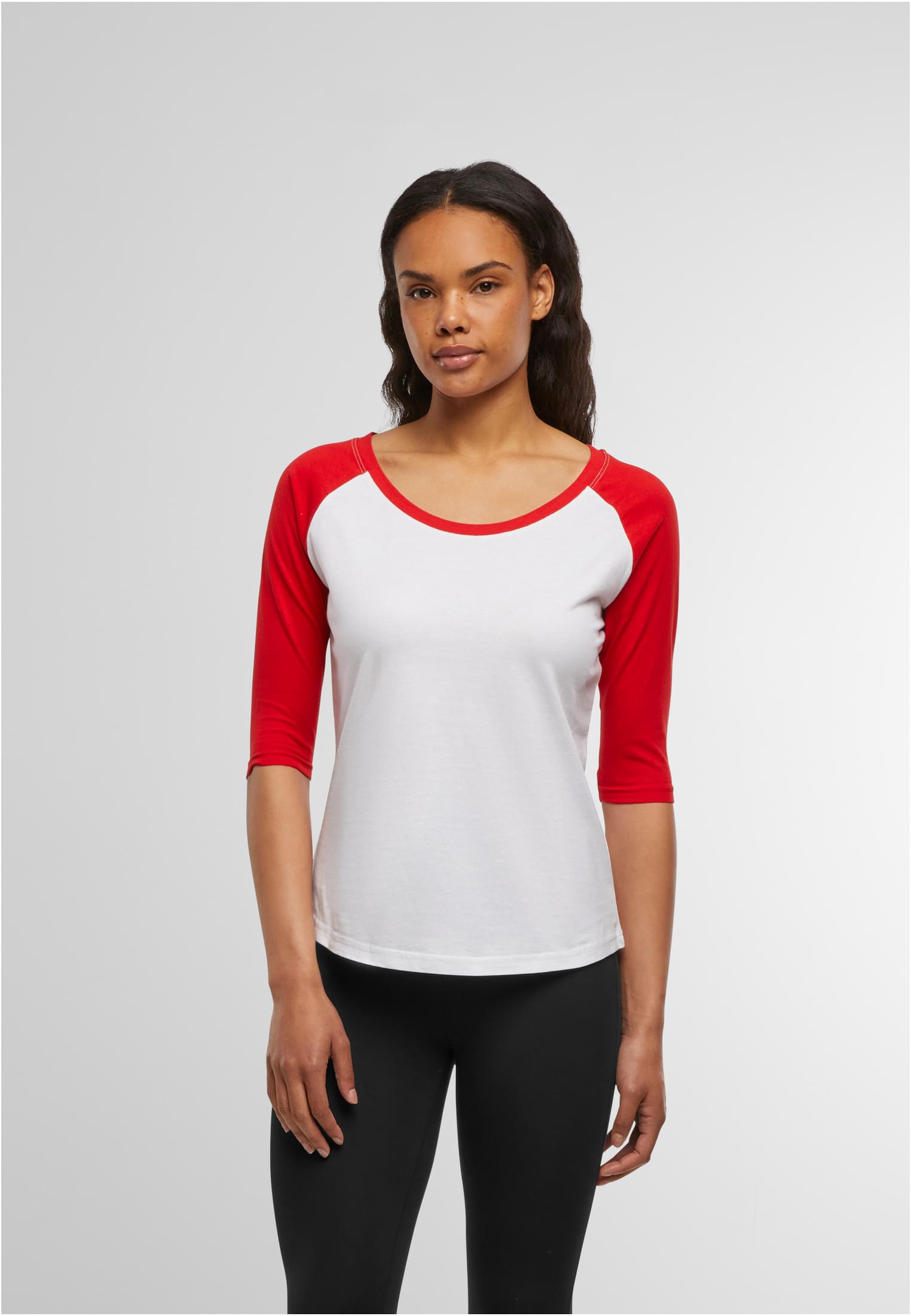 Ladies 3/4 Contrast Raglan Tee wht/red | wht/red