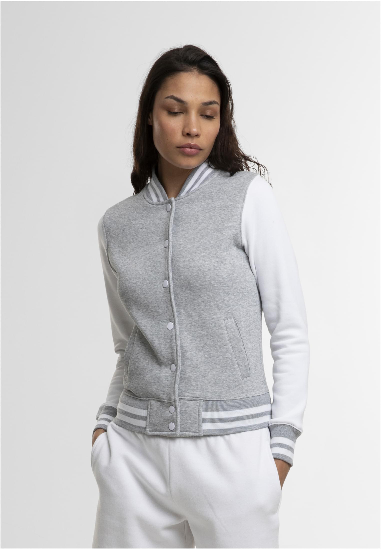 Ladies Sweat College Jacket h.grey/white | h.grey/white