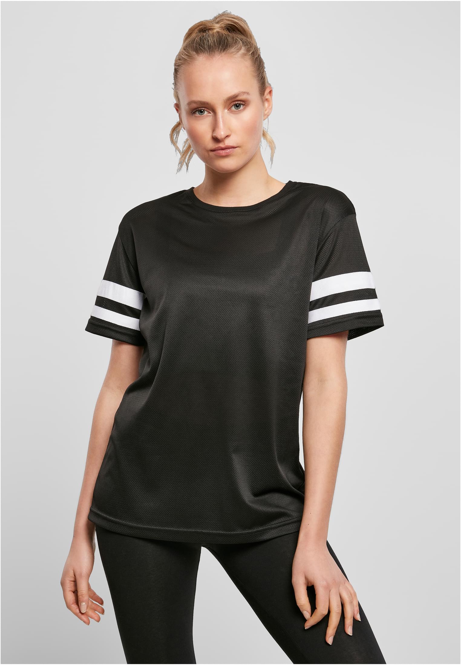 Ladies Mesh Stripe Tee blk/wht | blk/wht