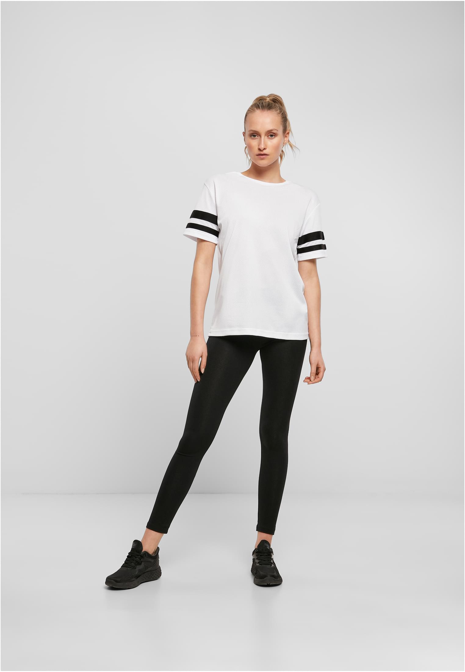 Ladies Mesh Stripe Tee wht/blk | wht/blk