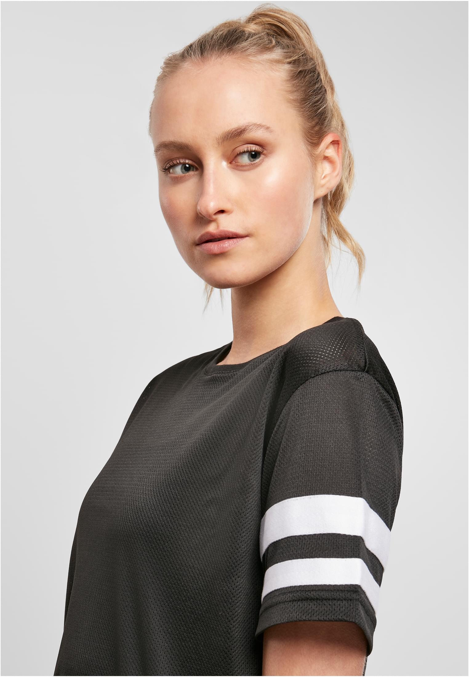 Ladies Mesh Stripe Tee blk/wht | blk/wht