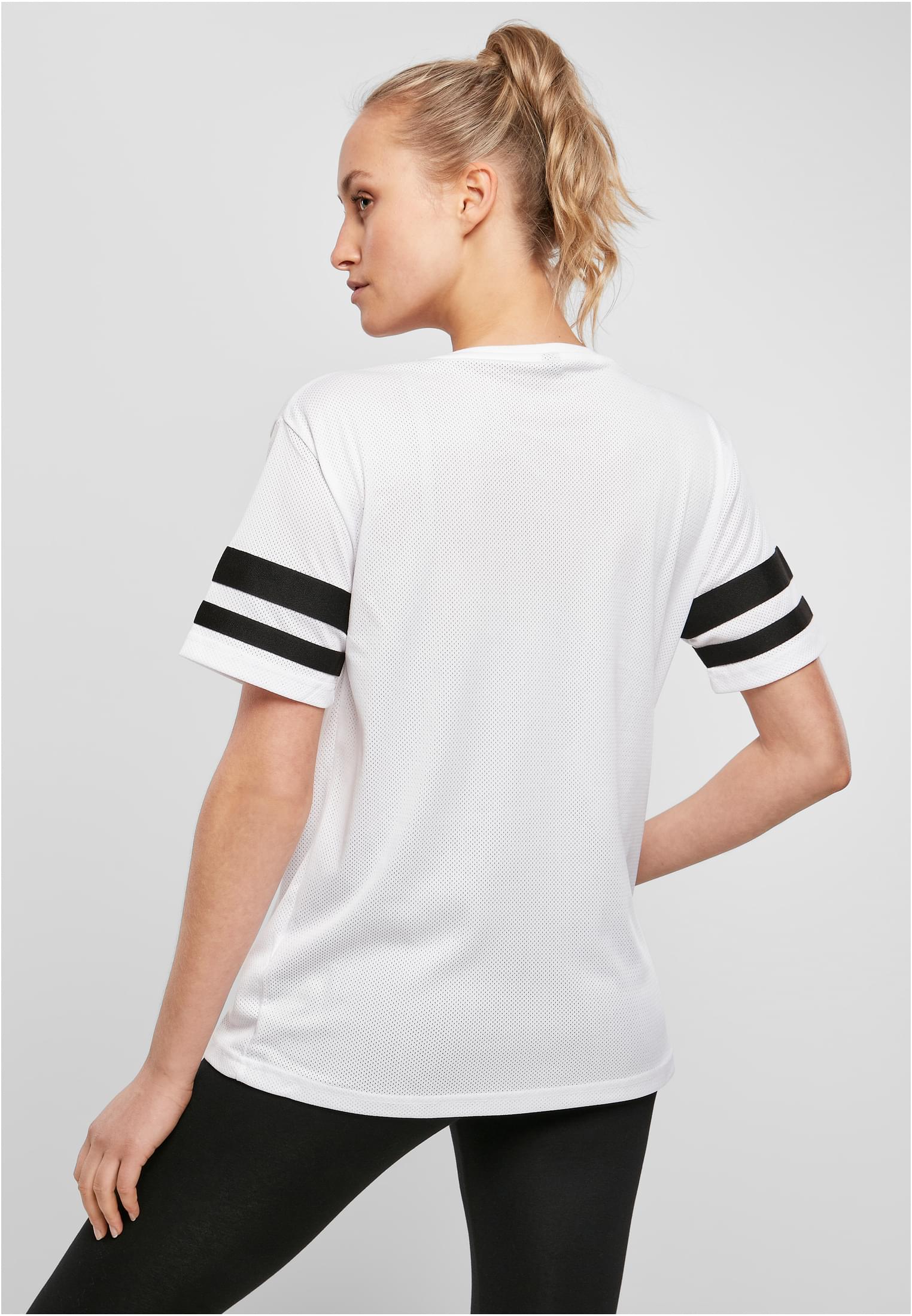 Ladies Mesh Stripe Tee wht/blk | wht/blk