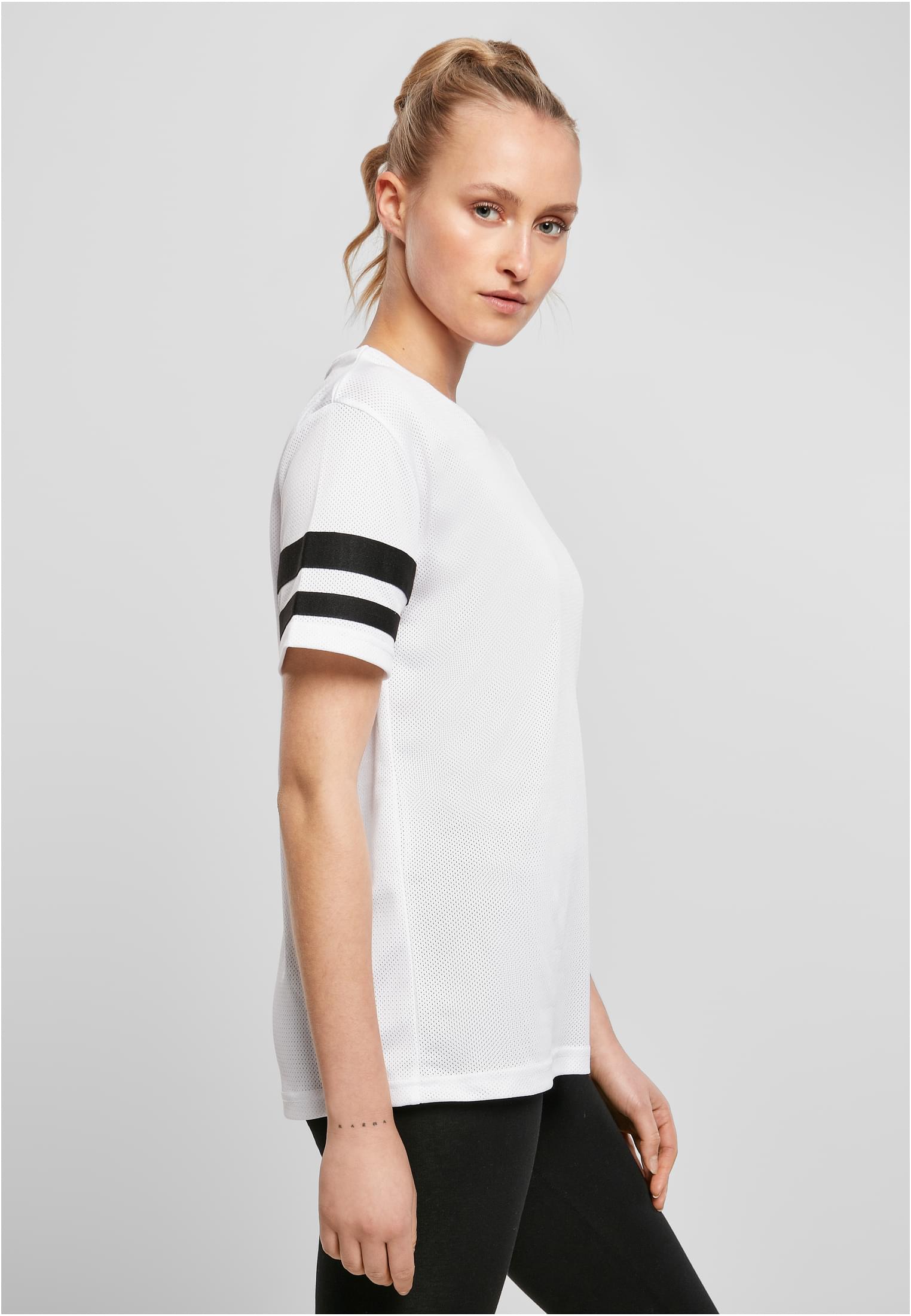 Ladies Mesh Stripe Tee wht/blk | wht/blk