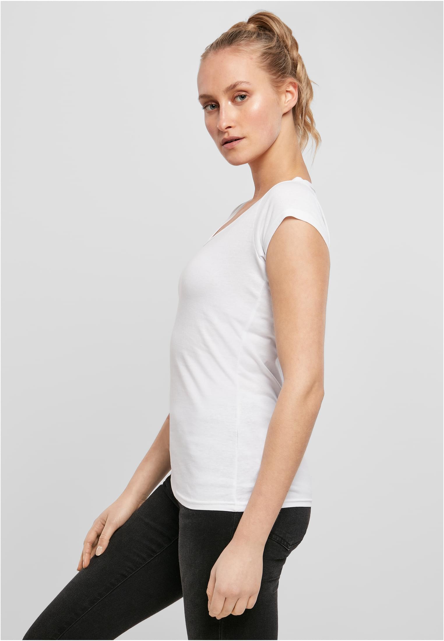 Ladies Back Cut Tee white | white