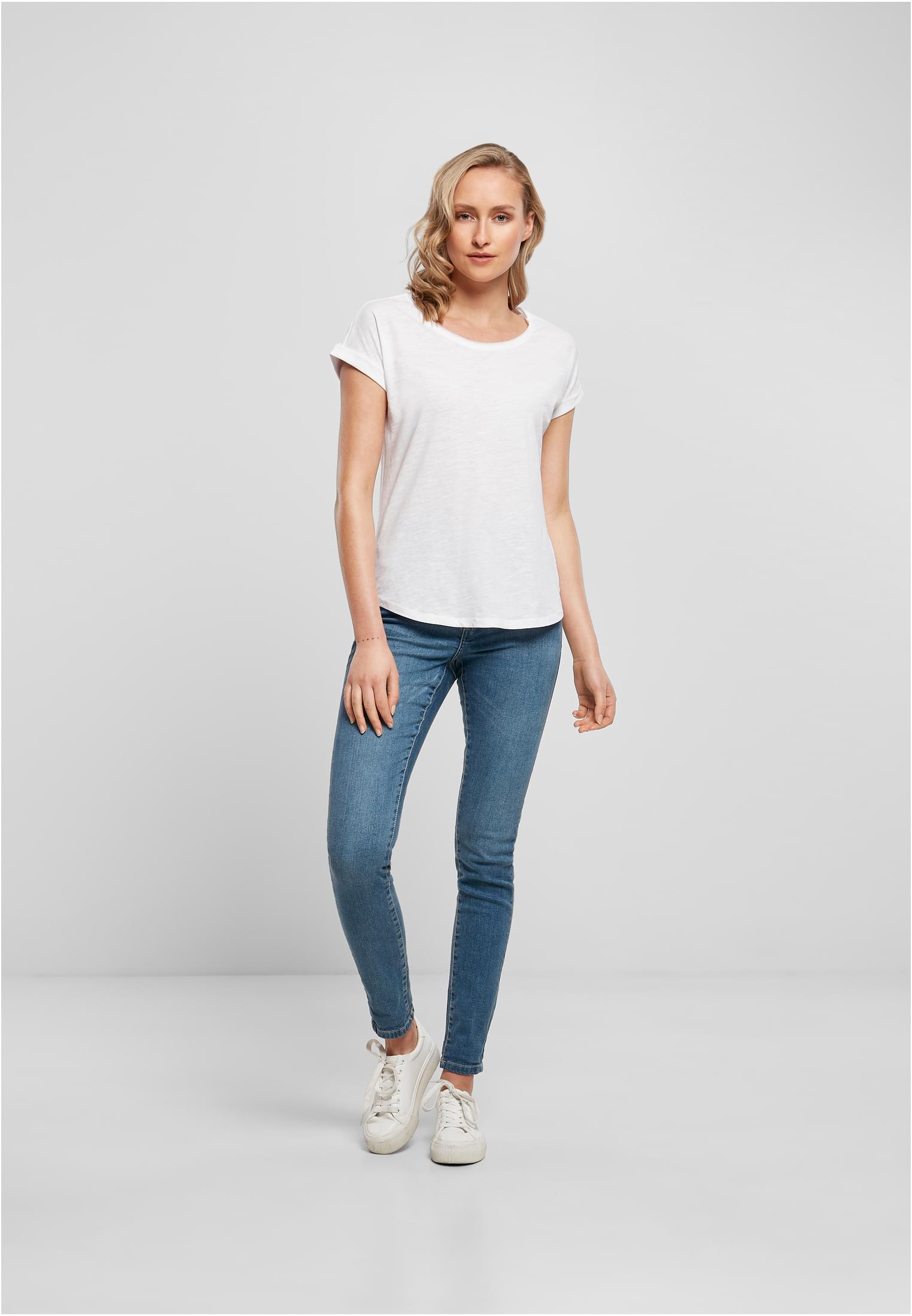Ladies Long Slub Tee white | white