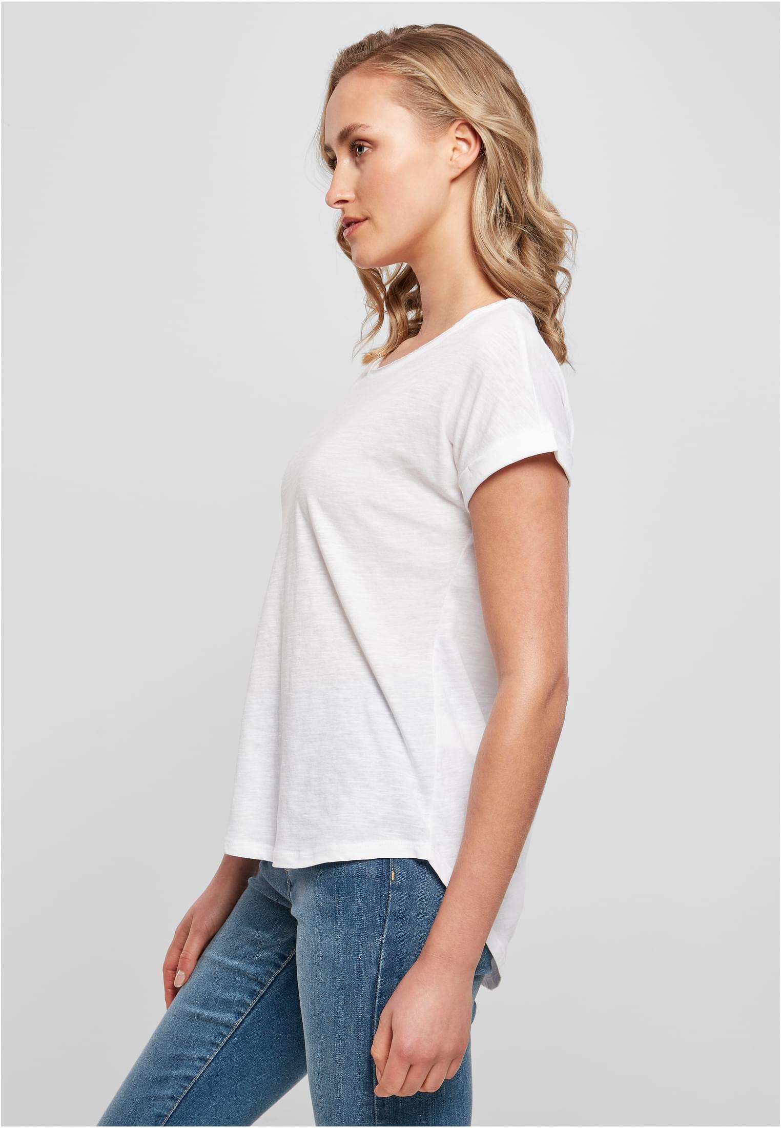 Ladies Long Slub Tee white | white