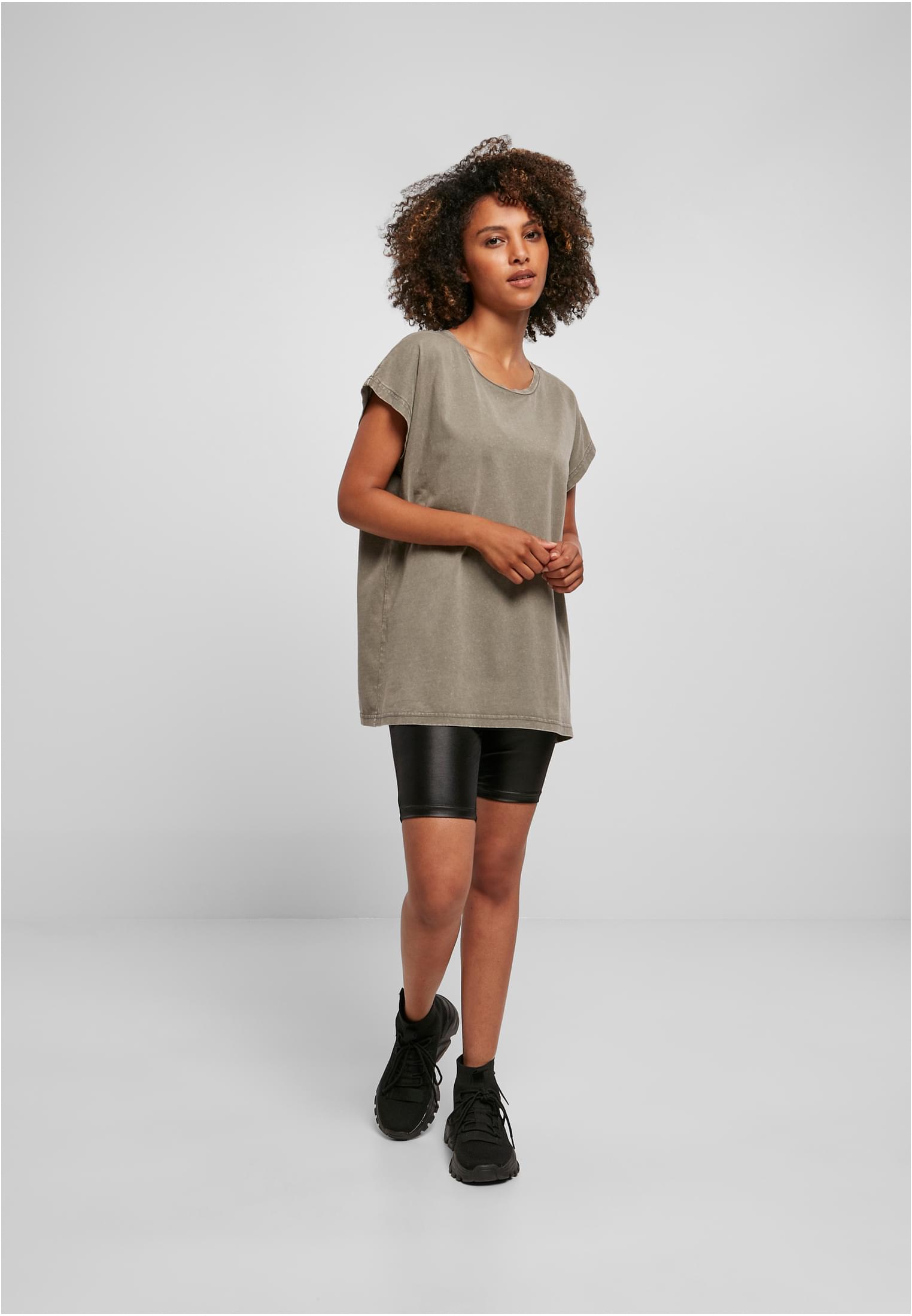 Ladies Acid Washed Extended Shoulder Tee darkkhaki | darkkhaki