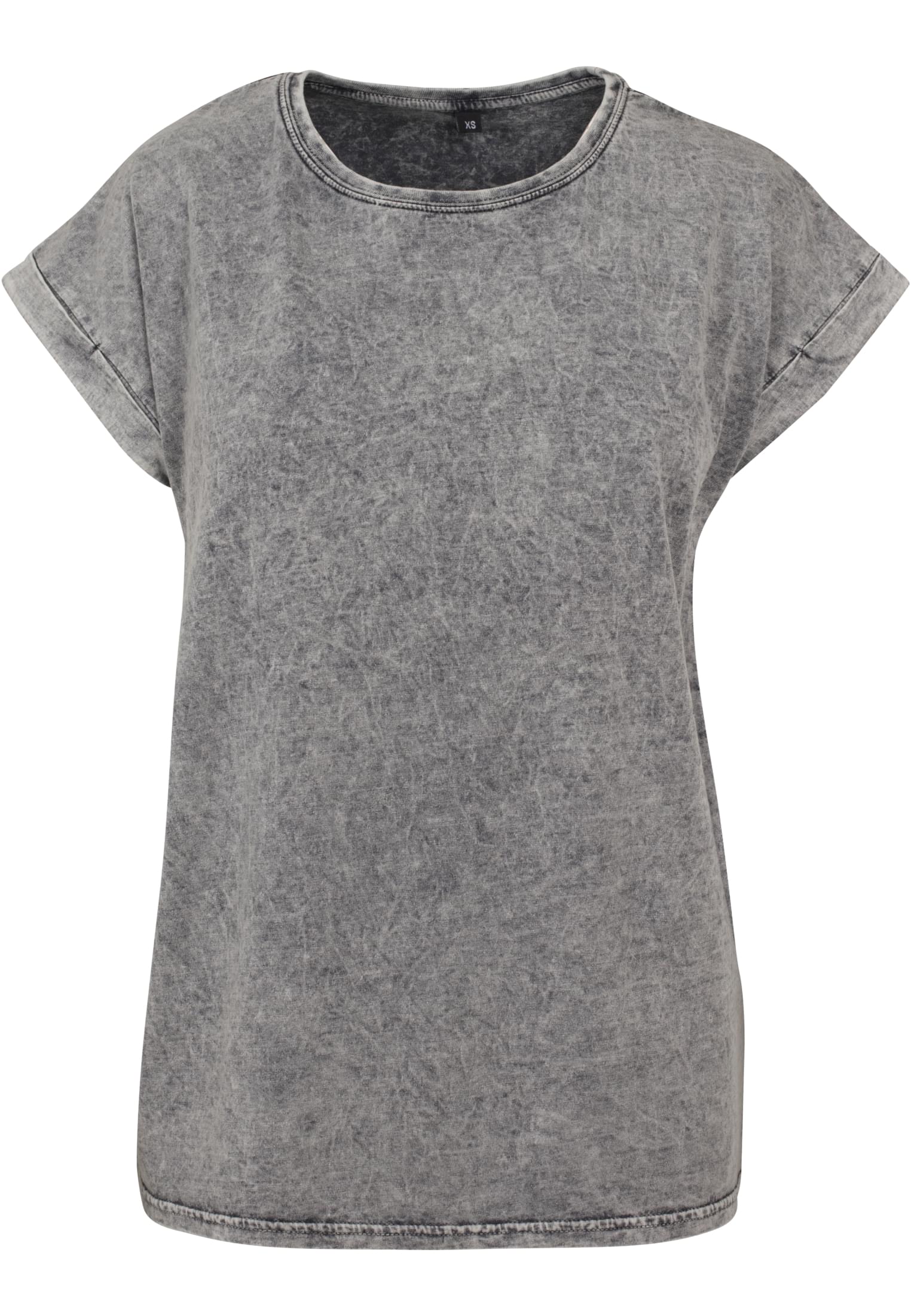Ladies Acid Washed Extended Shoulder Tee grey black | grey black