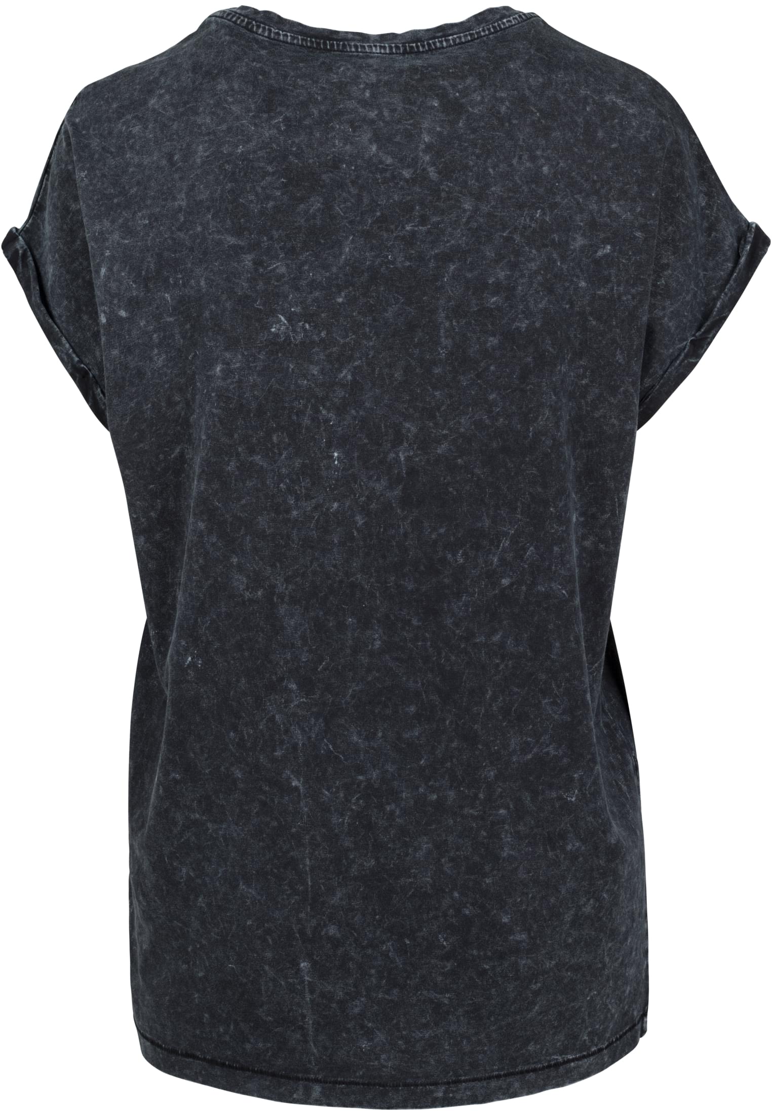 Ladies Acid Washed Extended Shoulder Tee black | black