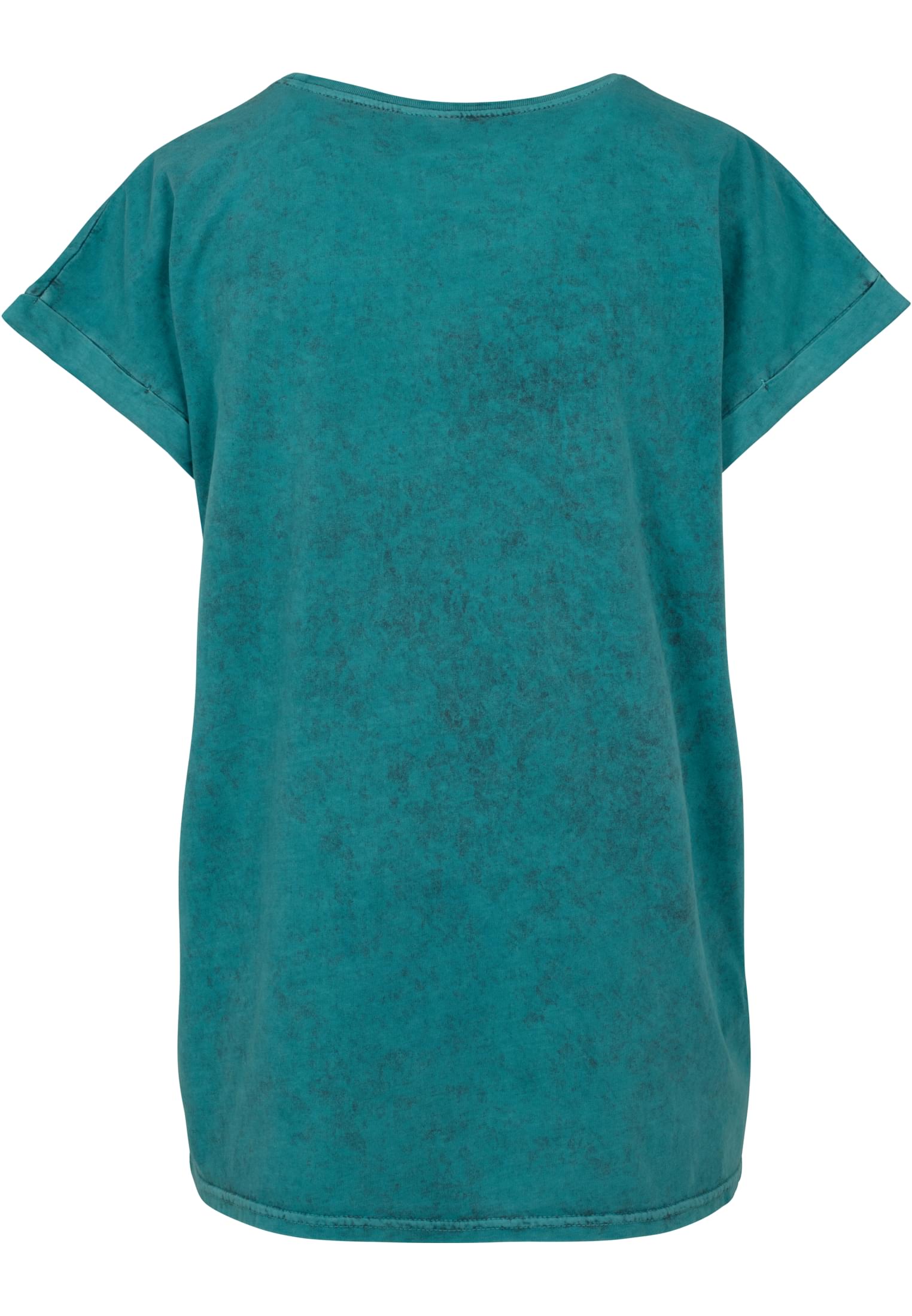 Ladies Acid Washed Extended Shoulder Tee teal black | teal black