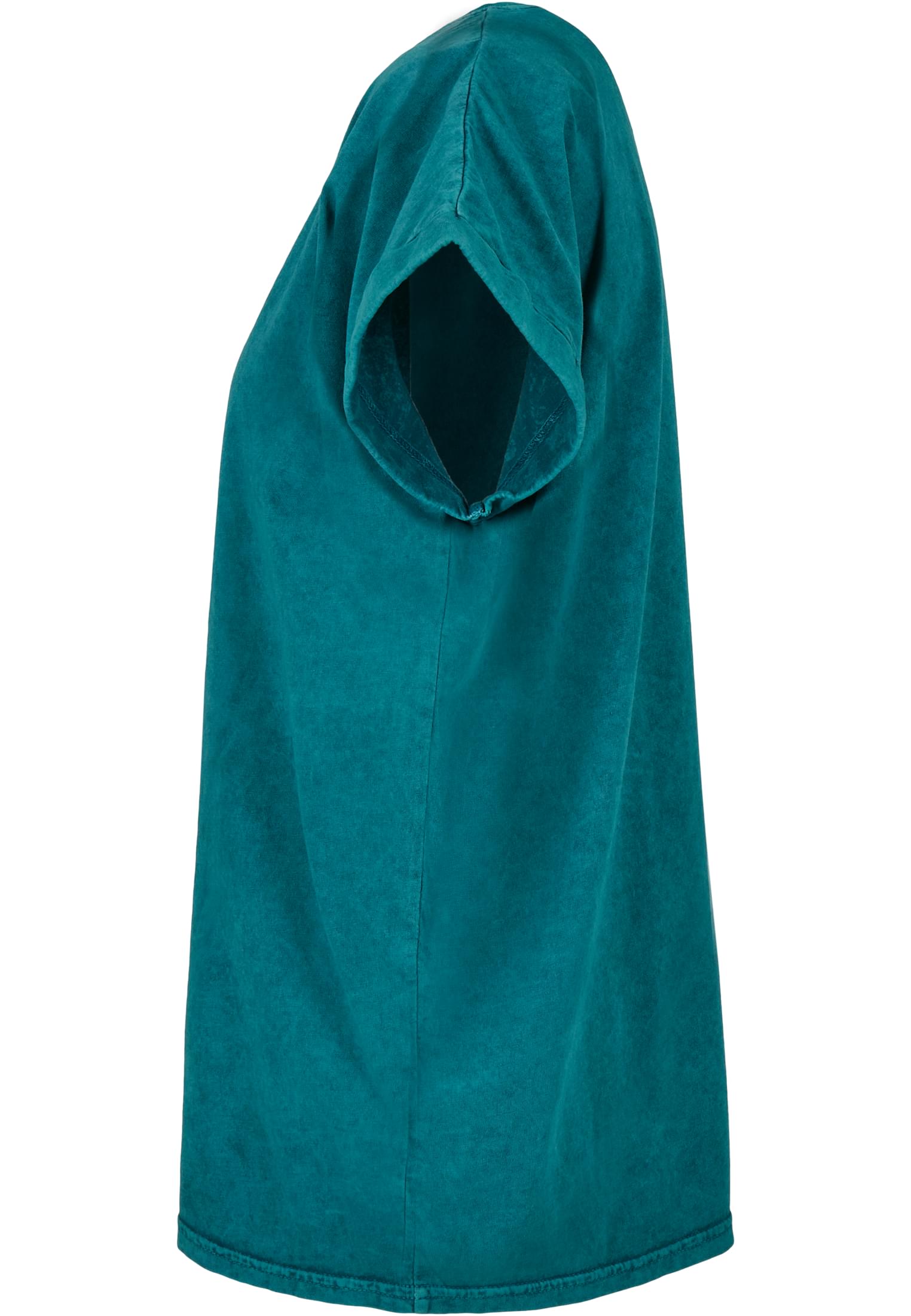Ladies Acid Washed Extended Shoulder Tee teal black | teal black