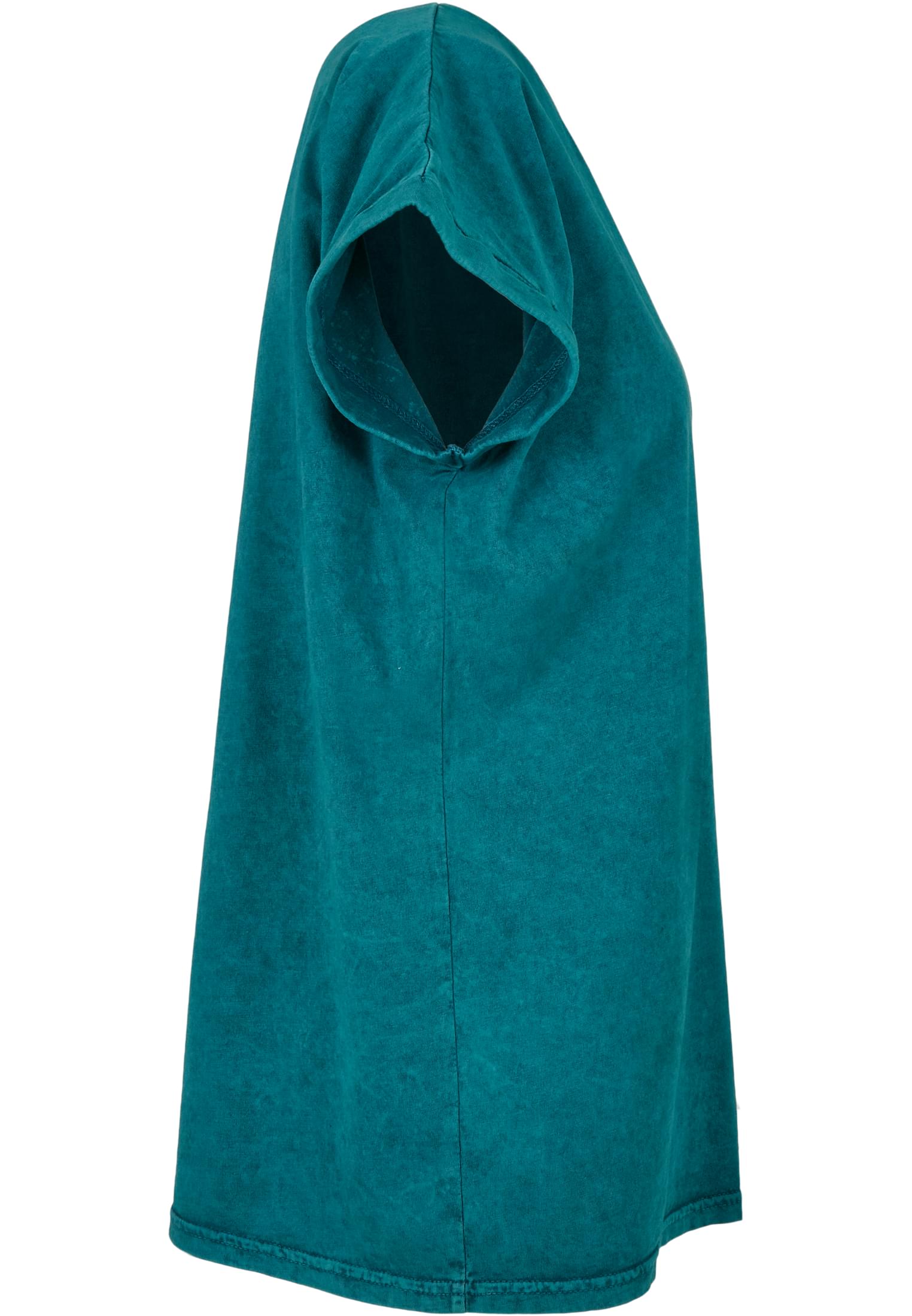 Ladies Acid Washed Extended Shoulder Tee teal black | teal black