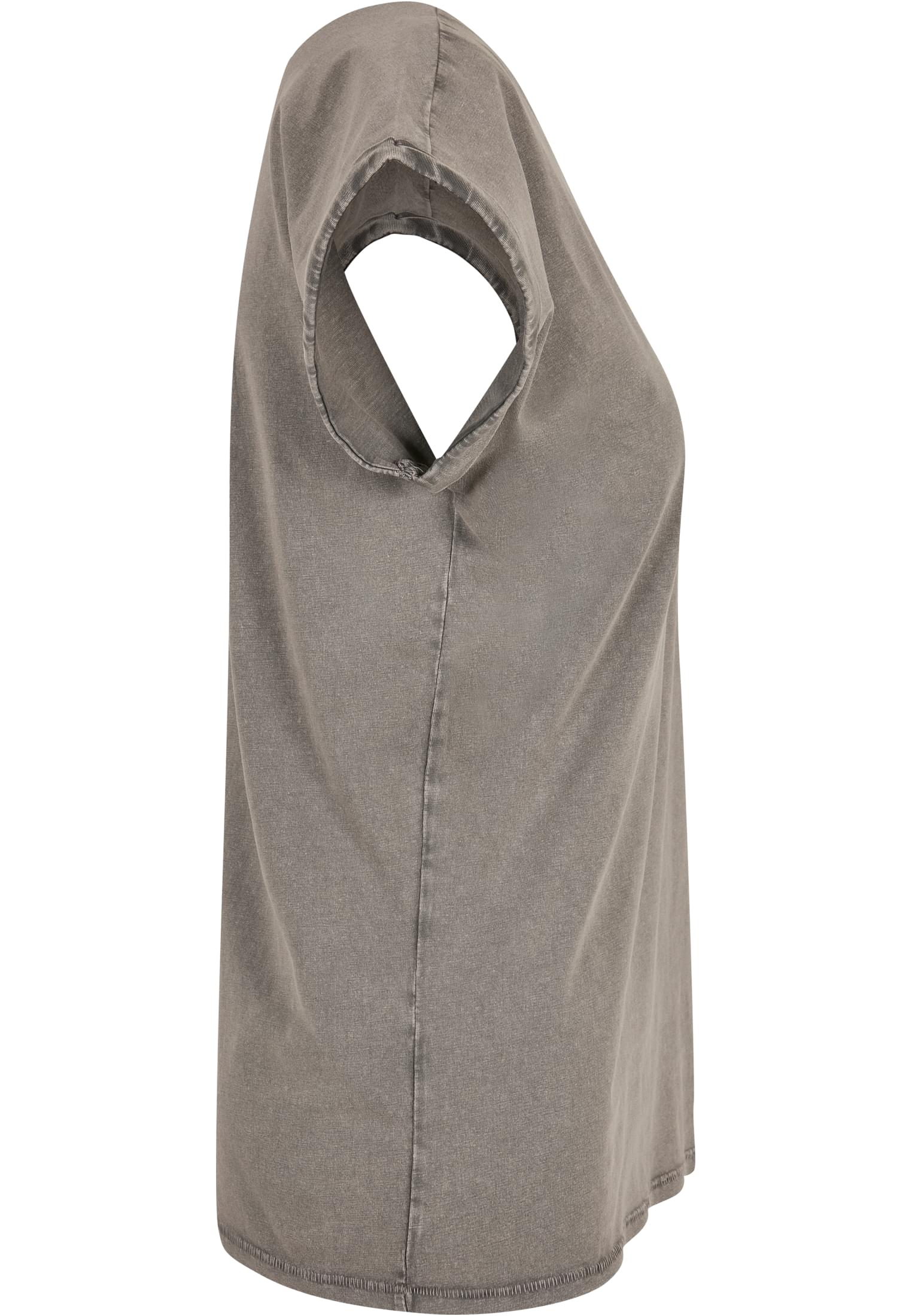 Ladies Acid Washed Extended Shoulder Tee asphalt | asphalt