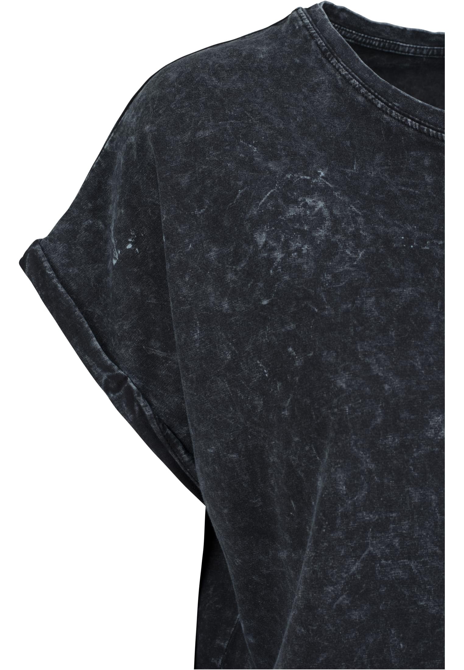 Ladies Acid Washed Extended Shoulder Tee black | black