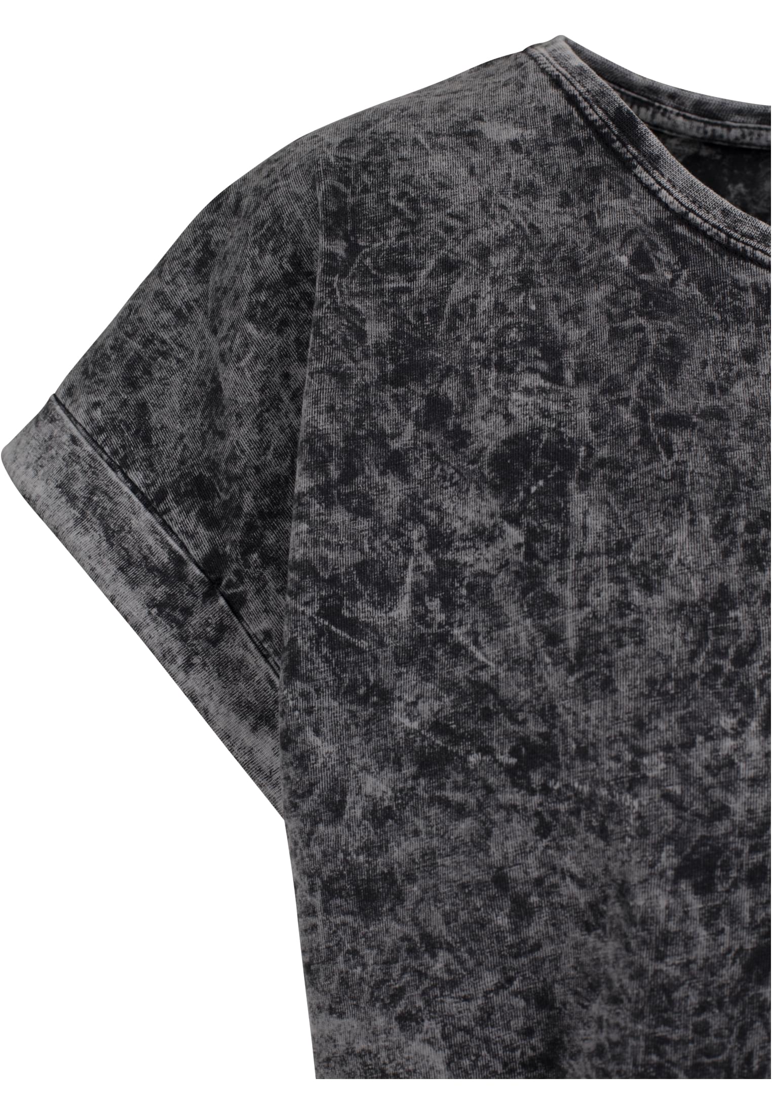 Ladies Acid Washed Extended Shoulder Tee darkgrey white | darkgrey white