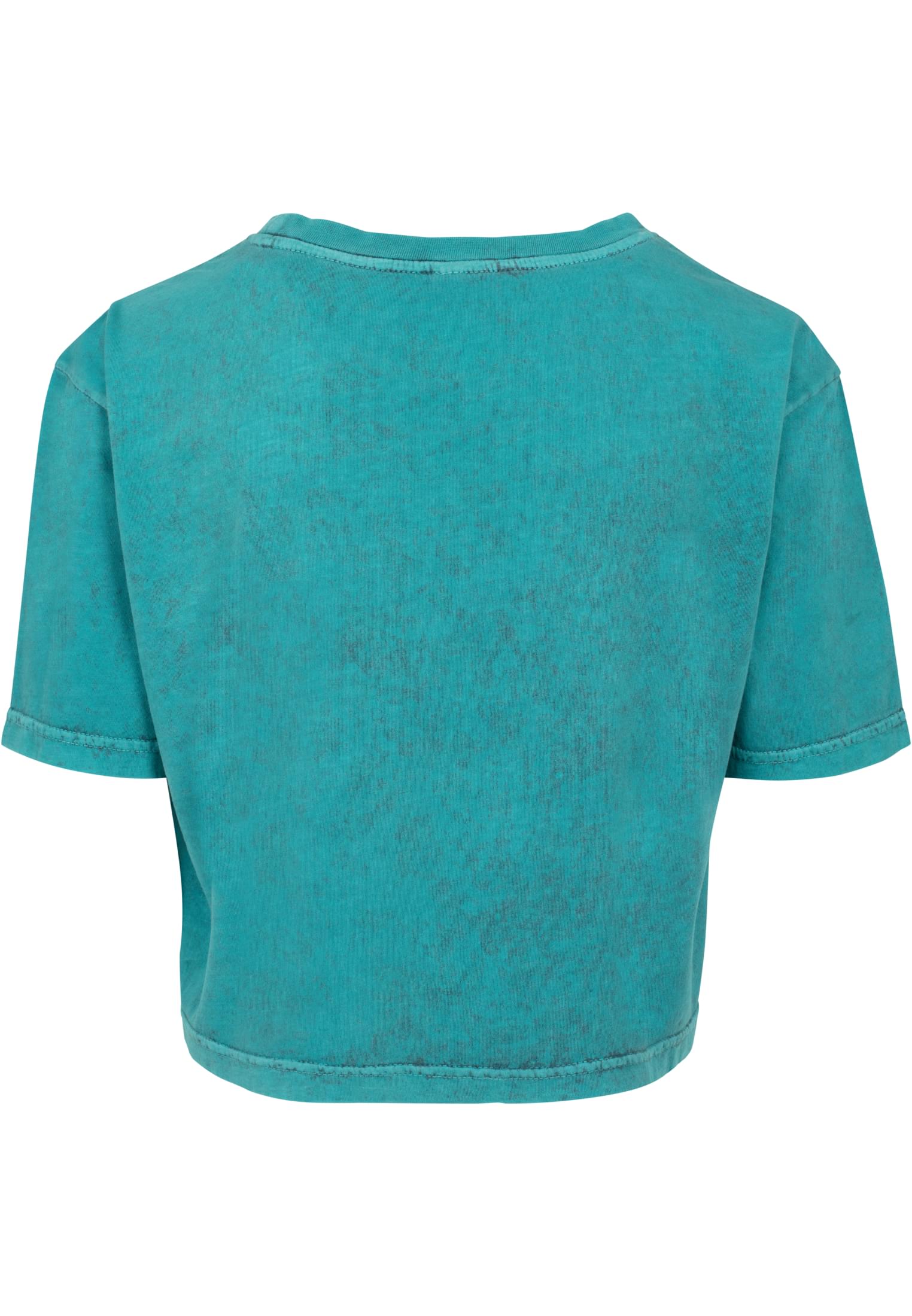 Ladies Acid Washed Cropped Tee teal black | teal black