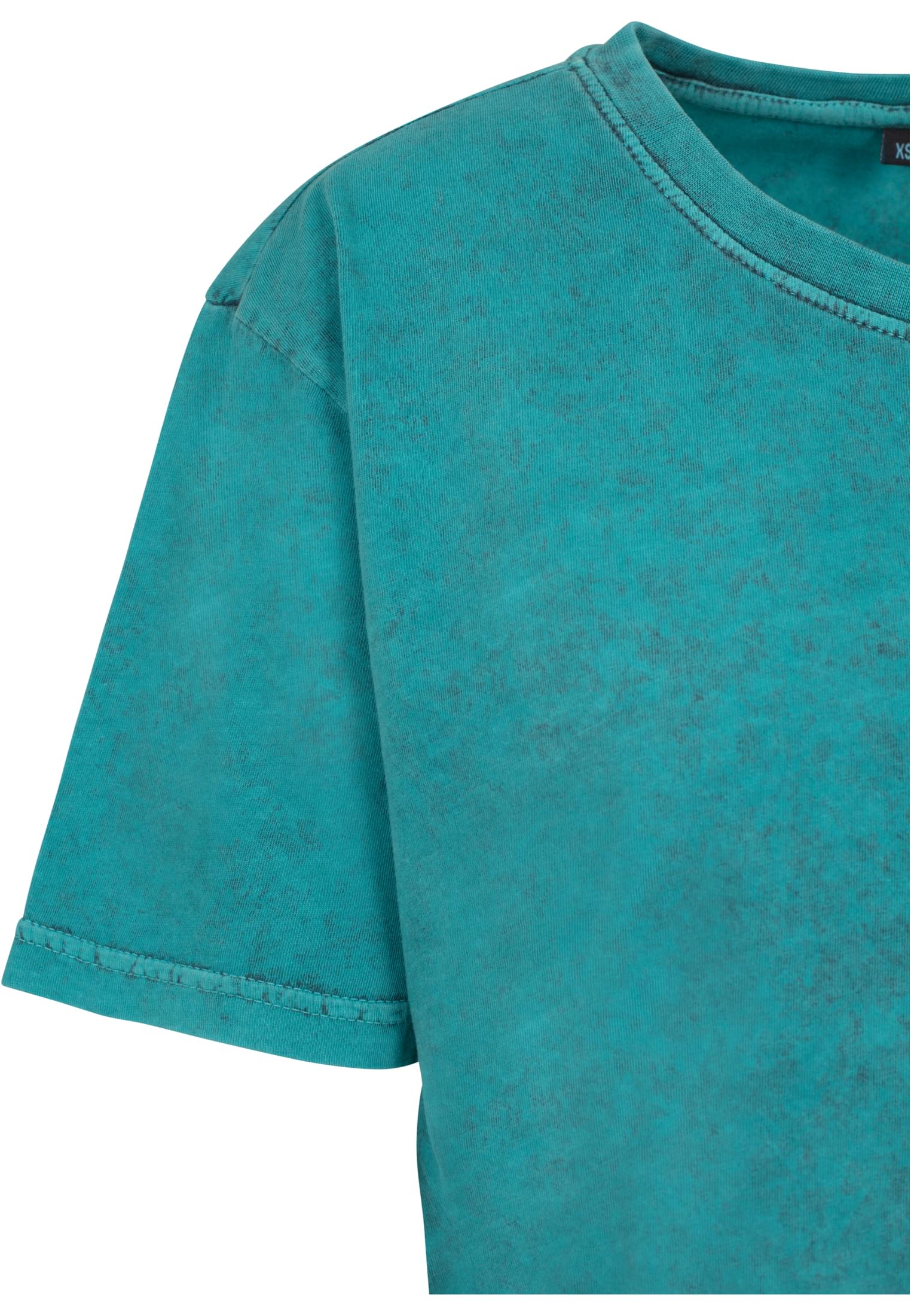 Ladies Acid Washed Cropped Tee teal black | teal black