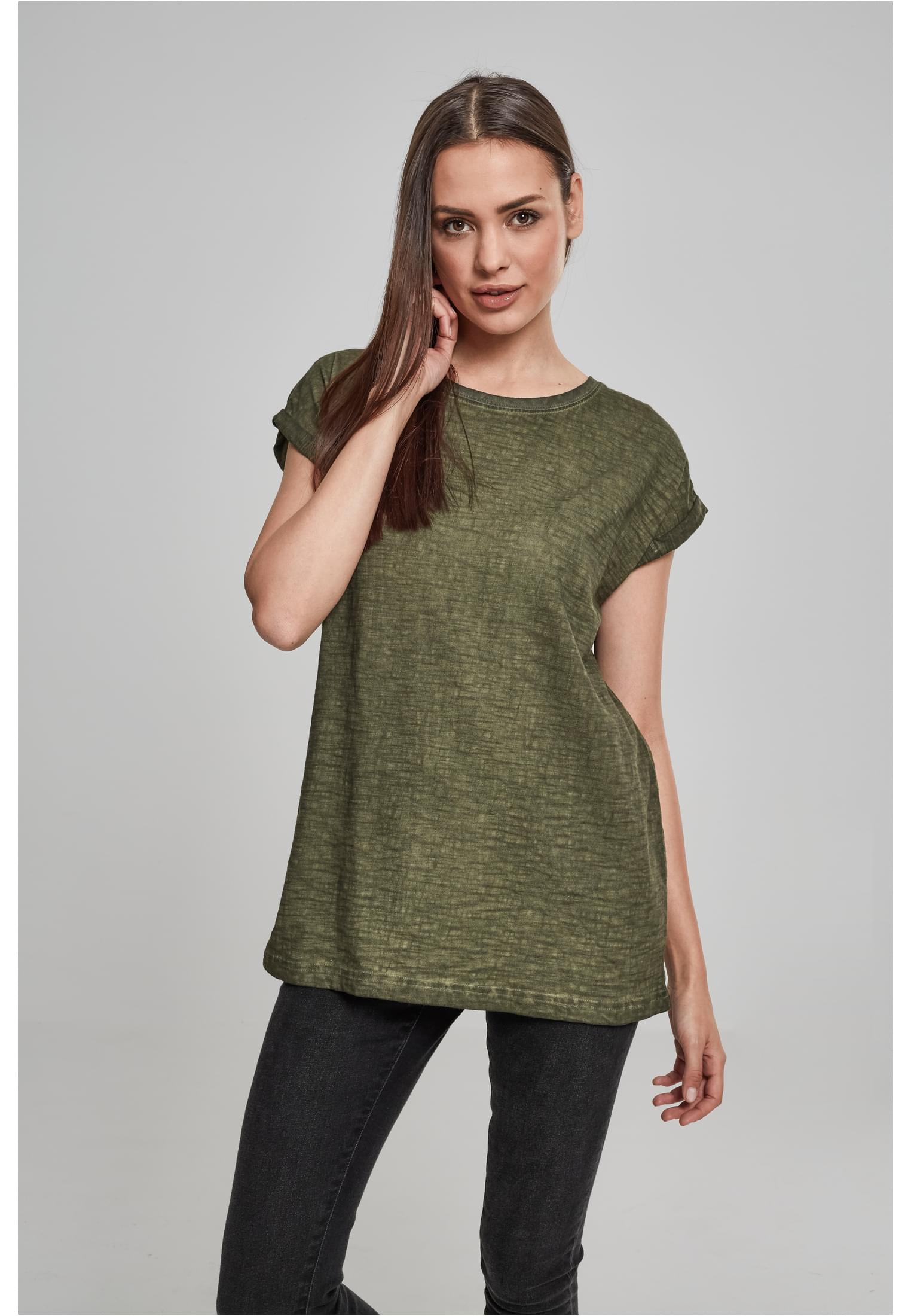 Ladies Spray Dye Extended Shoulder Tee olive | olive