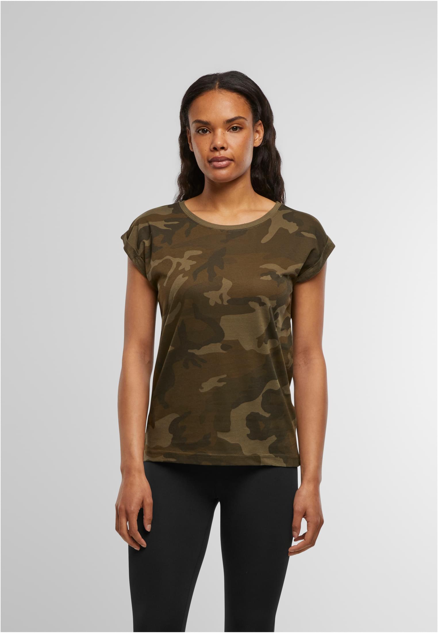 Ladies Extended Shoulder Camo Tee olive camo | olive camo