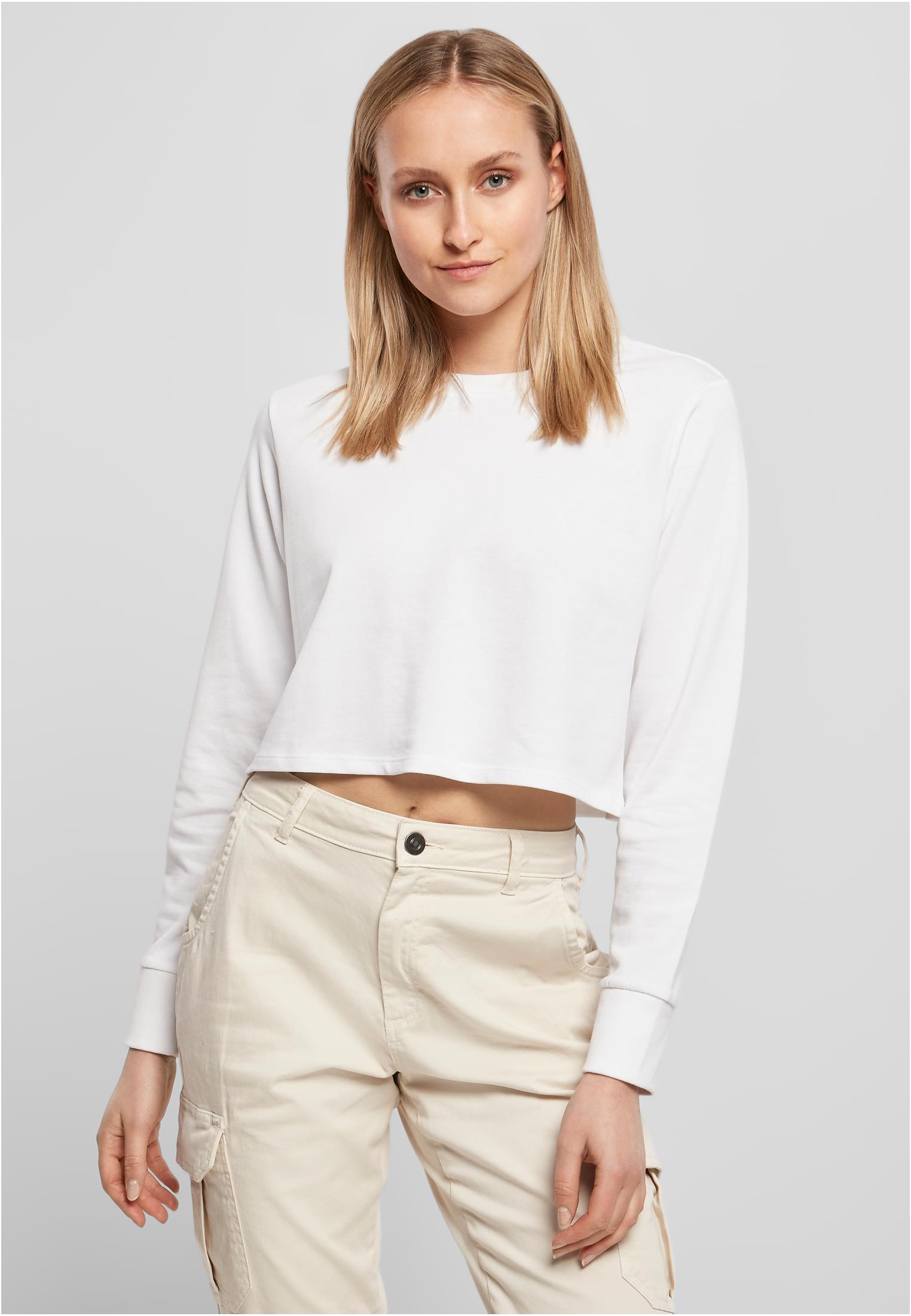Ladies Terry Cropped Crew white | white