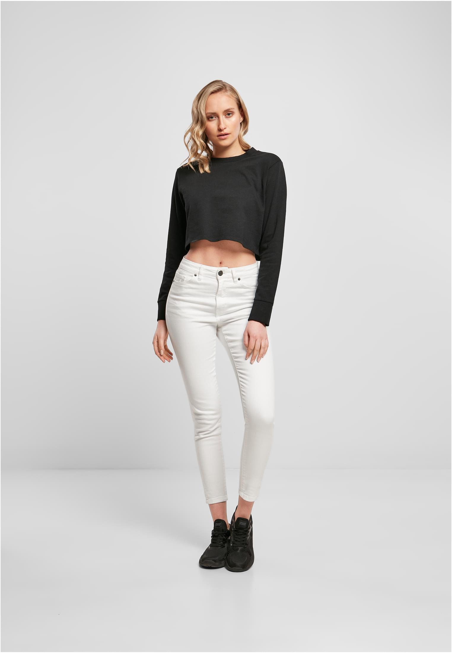 Ladies Terry Cropped Crew black | black