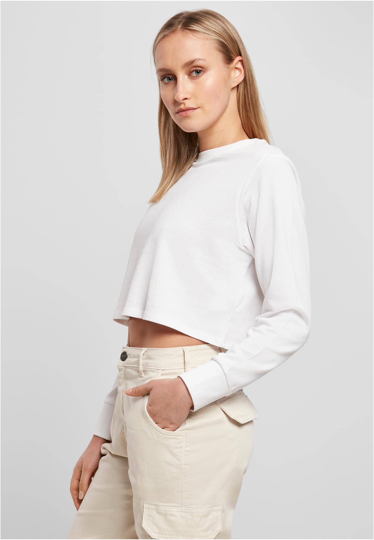 Ladies Terry Cropped Crew white | white