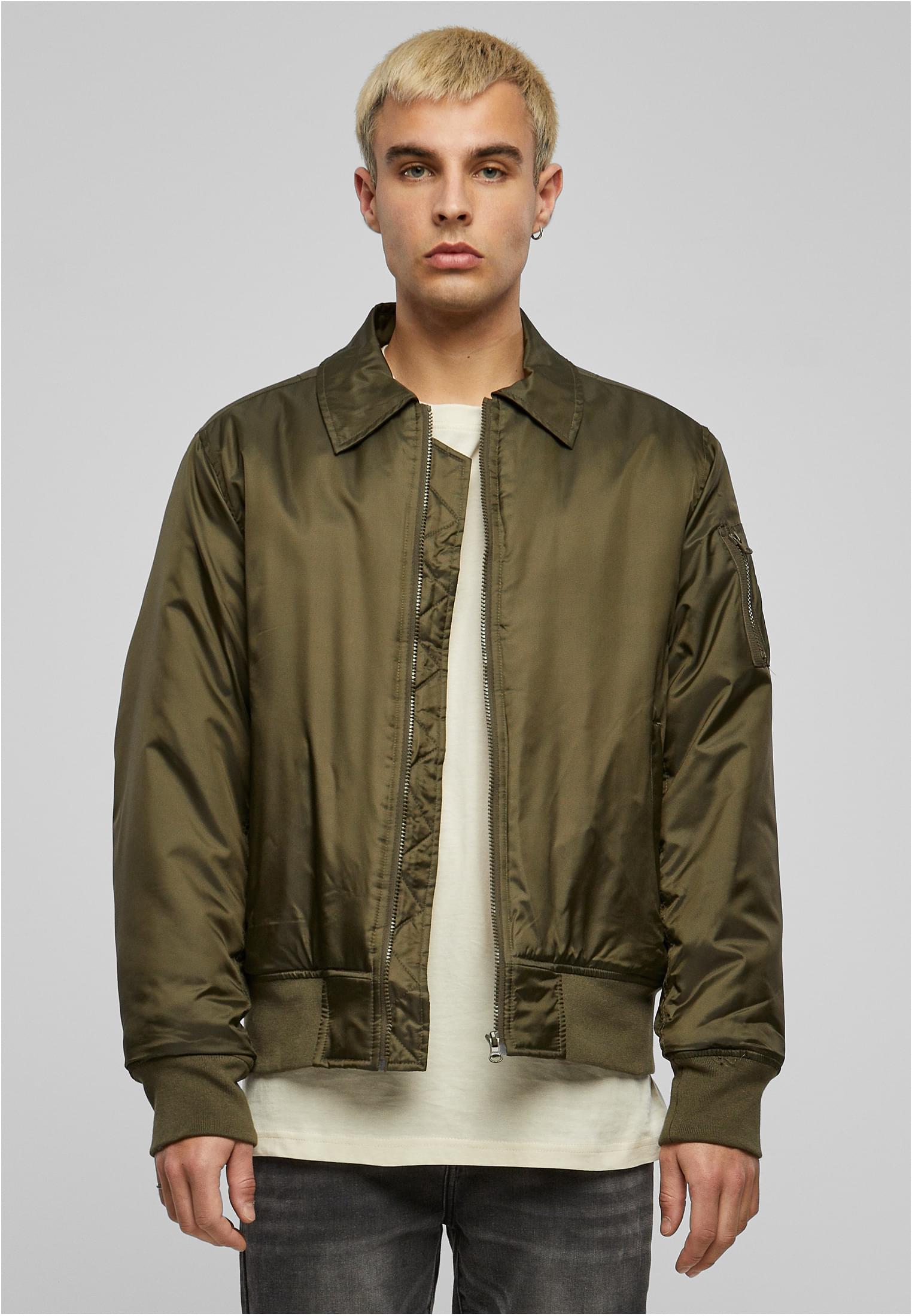 Collar Bomber Jacket dark olive | dark olive