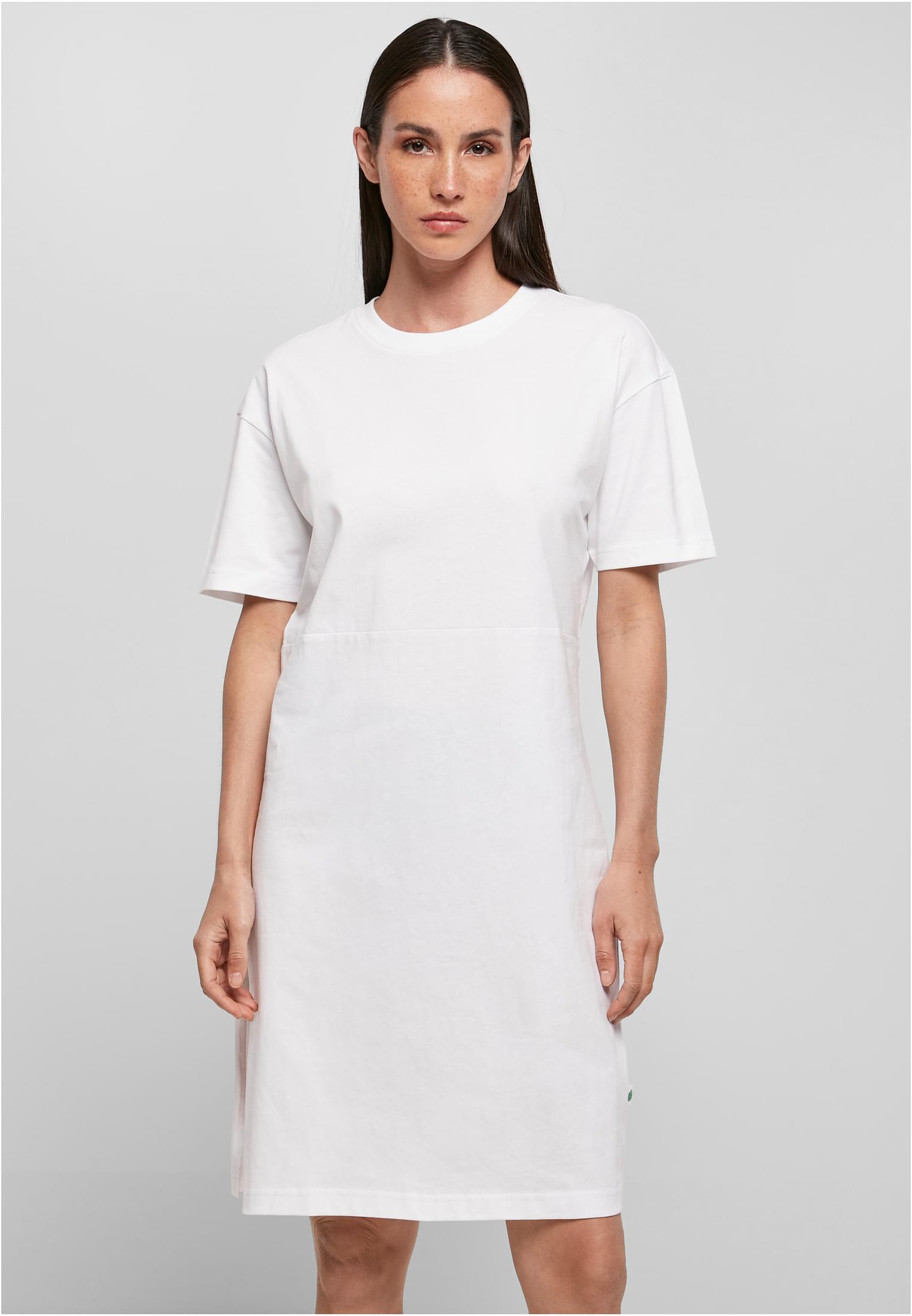 Ladies Organic Oversized Slit Tee Dress white | white