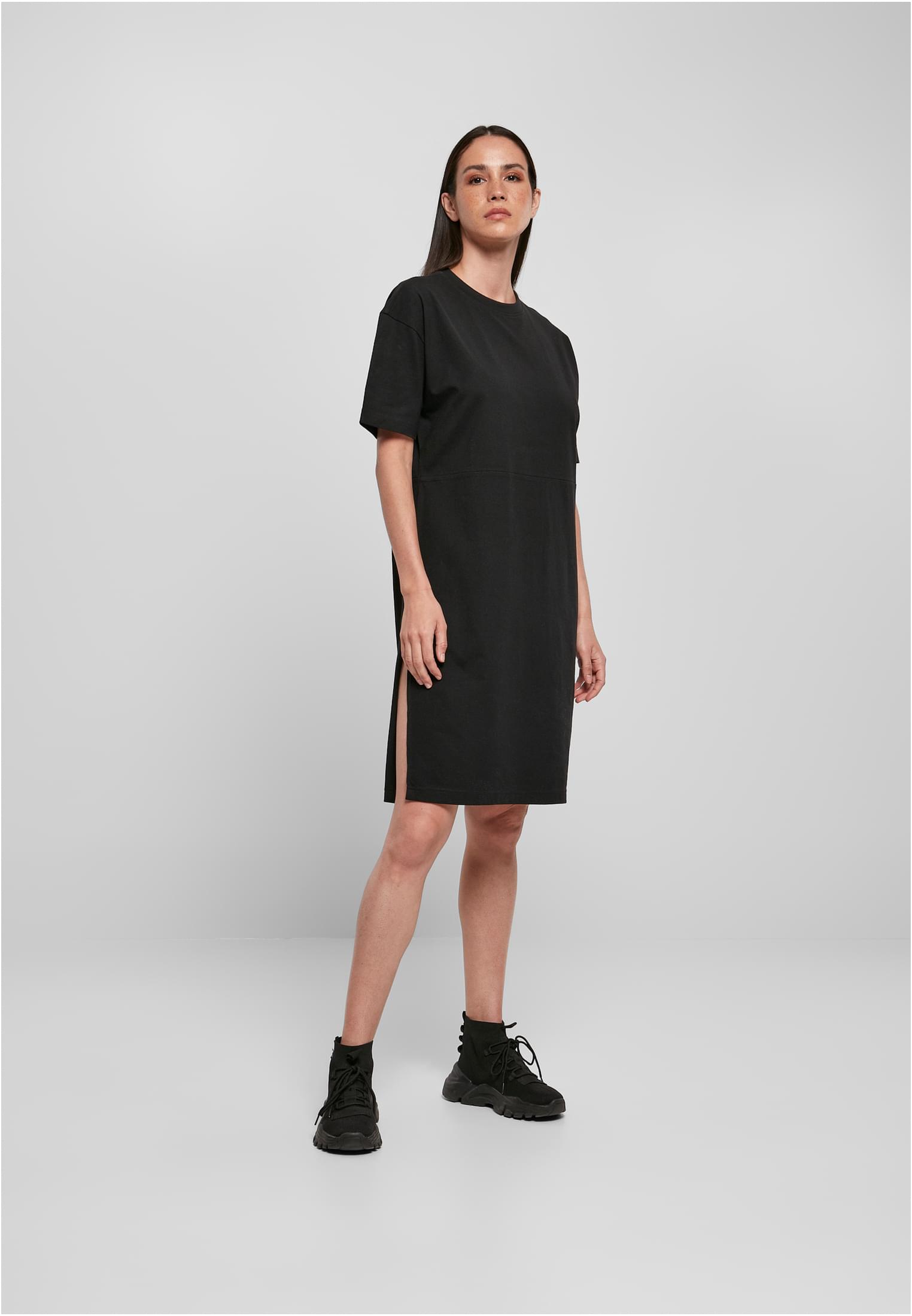 Ladies Organic Oversized Slit Tee Dress black | black
