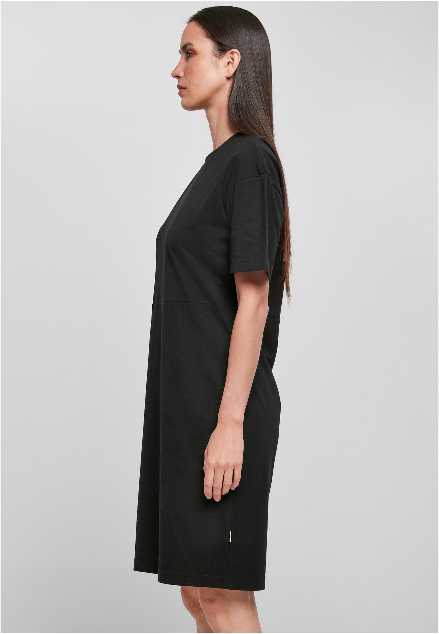 Ladies Organic Oversized Slit Tee Dress black | black