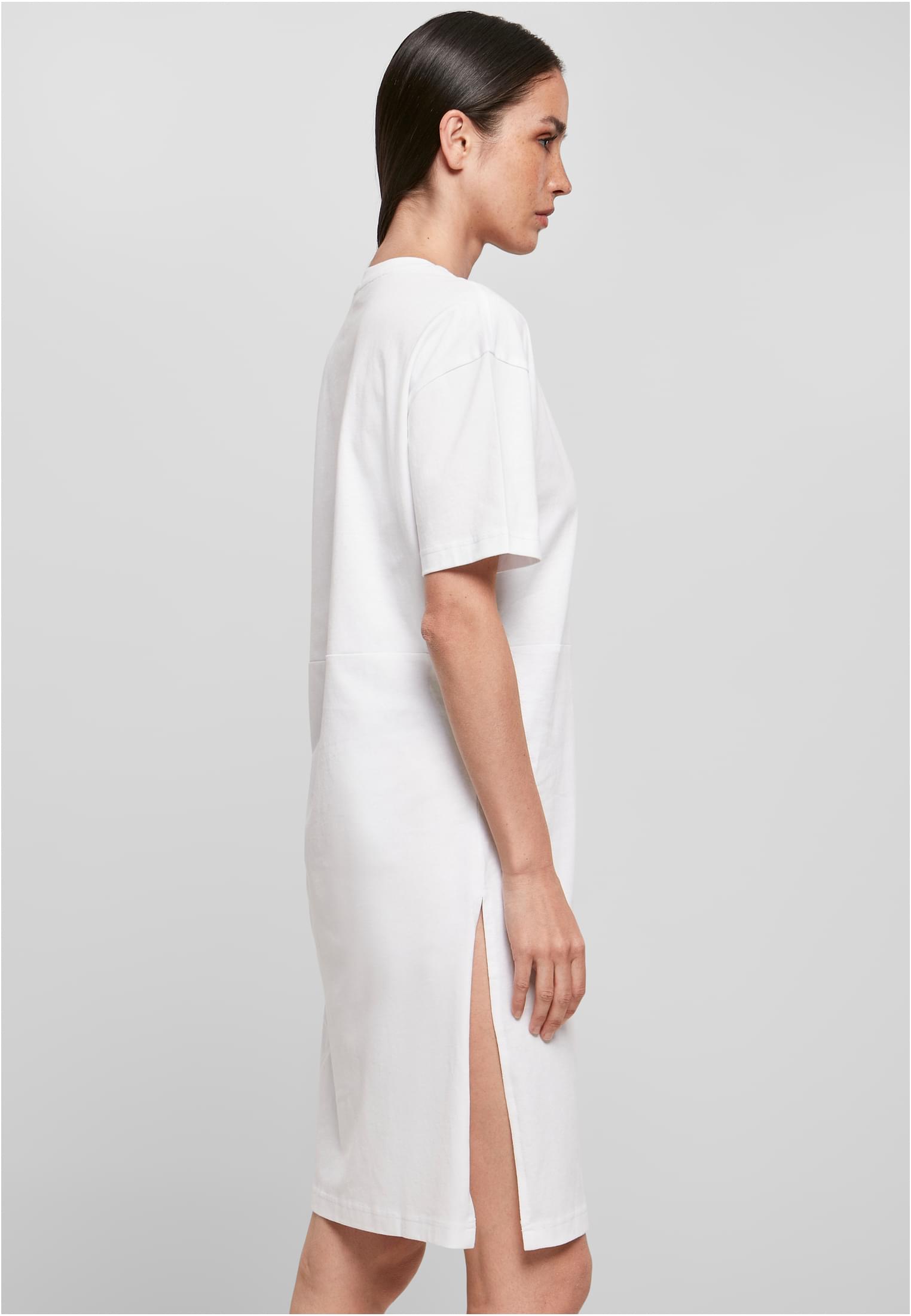 Ladies Organic Oversized Slit Tee Dress white | white