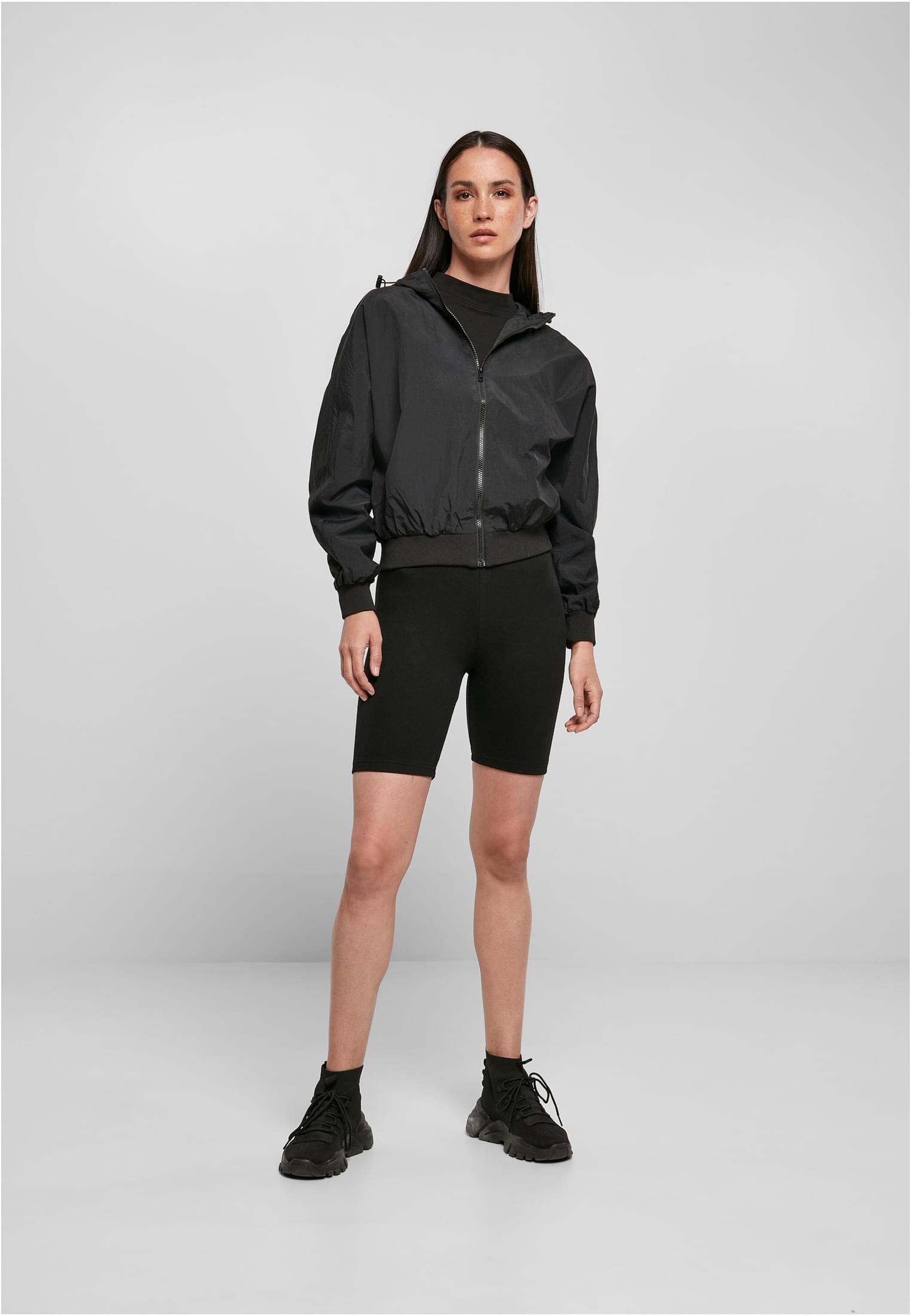 Ladies Crinkle Batwing Jacket black | black