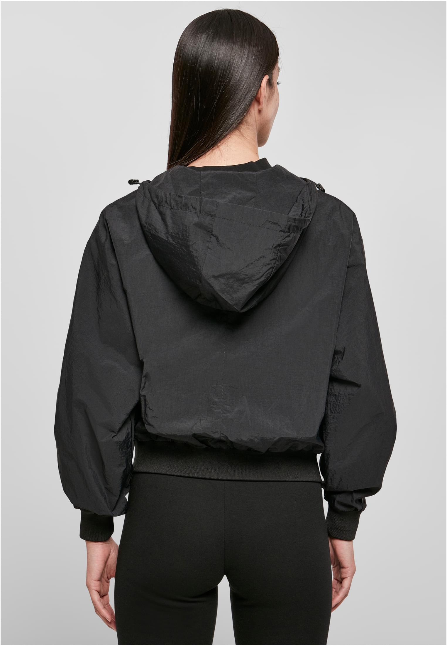 Ladies Crinkle Batwing Jacket black | black
