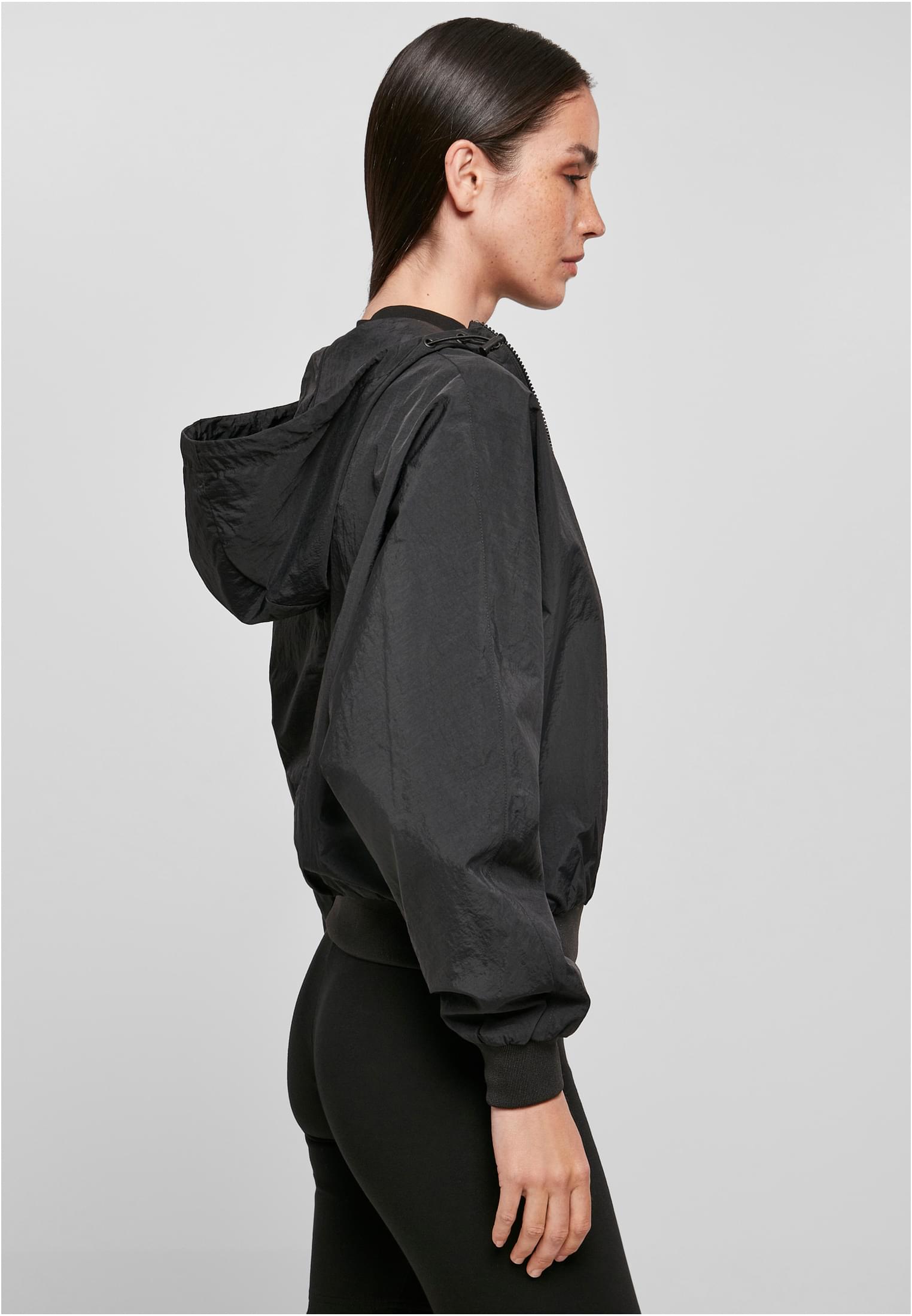 Ladies Crinkle Batwing Jacket black | black