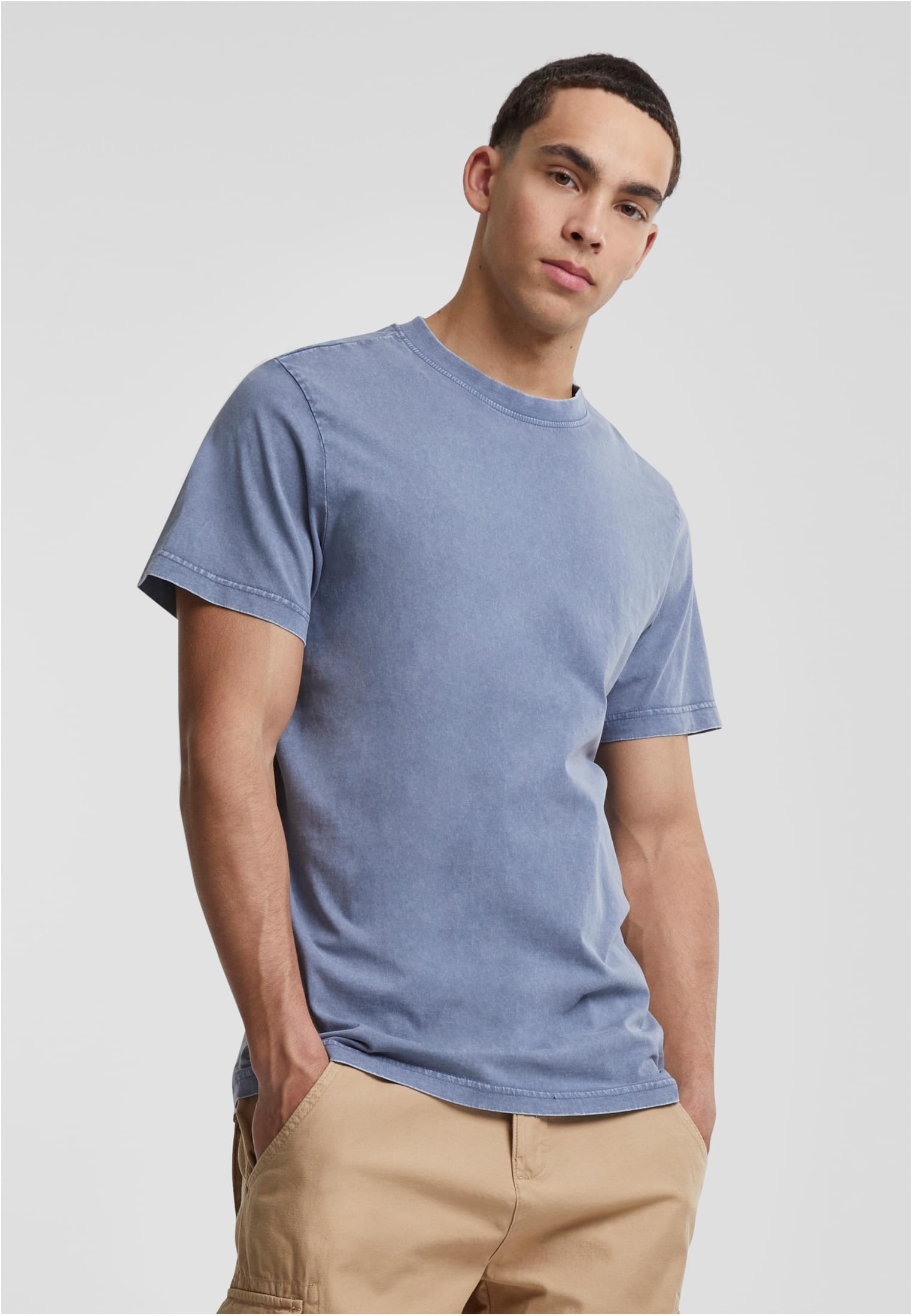 Acid Washed Round Neck Tee vintageblue | vintageblue