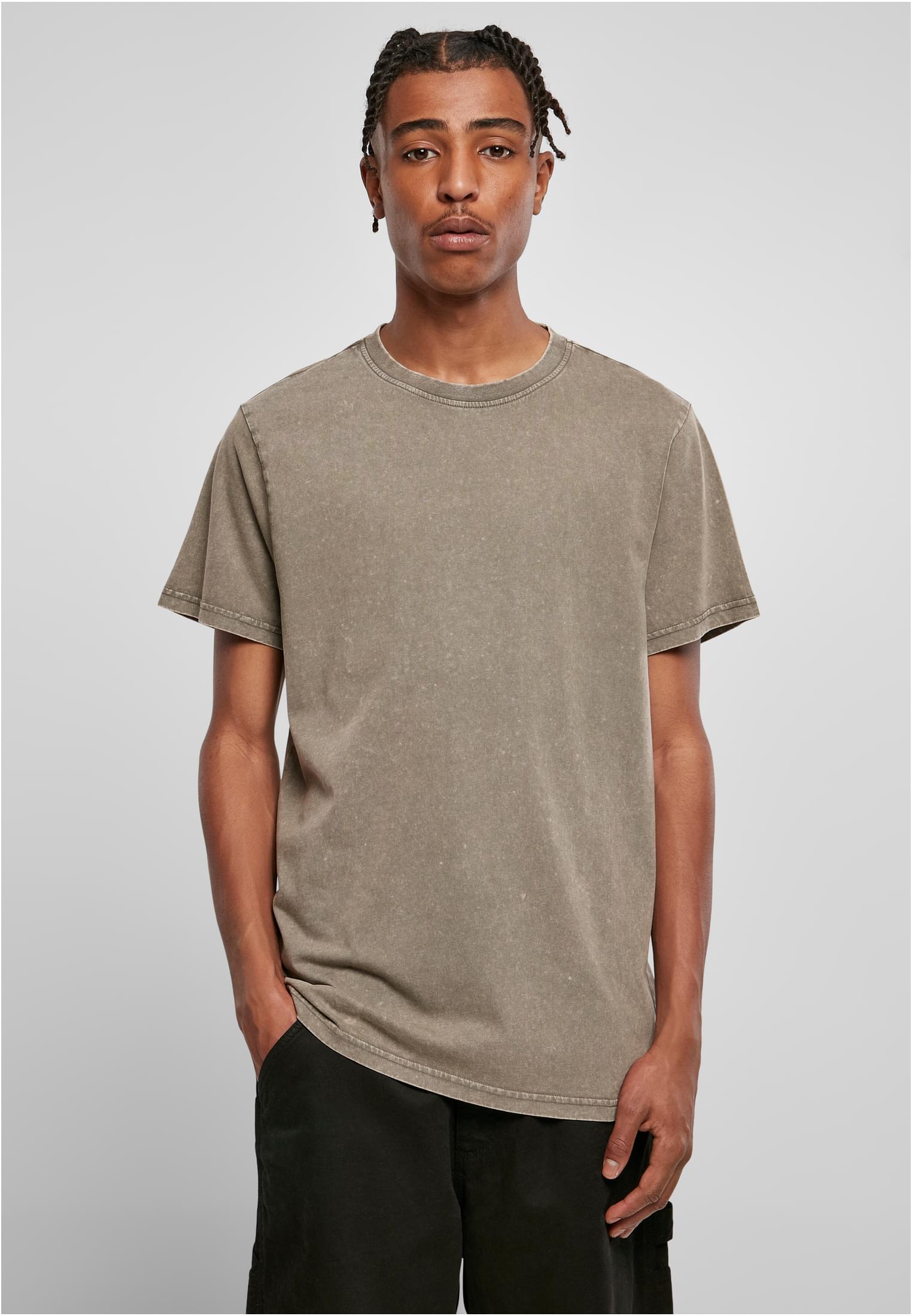 Acid Washed Round Neck Tee darkkhaki | darkkhaki