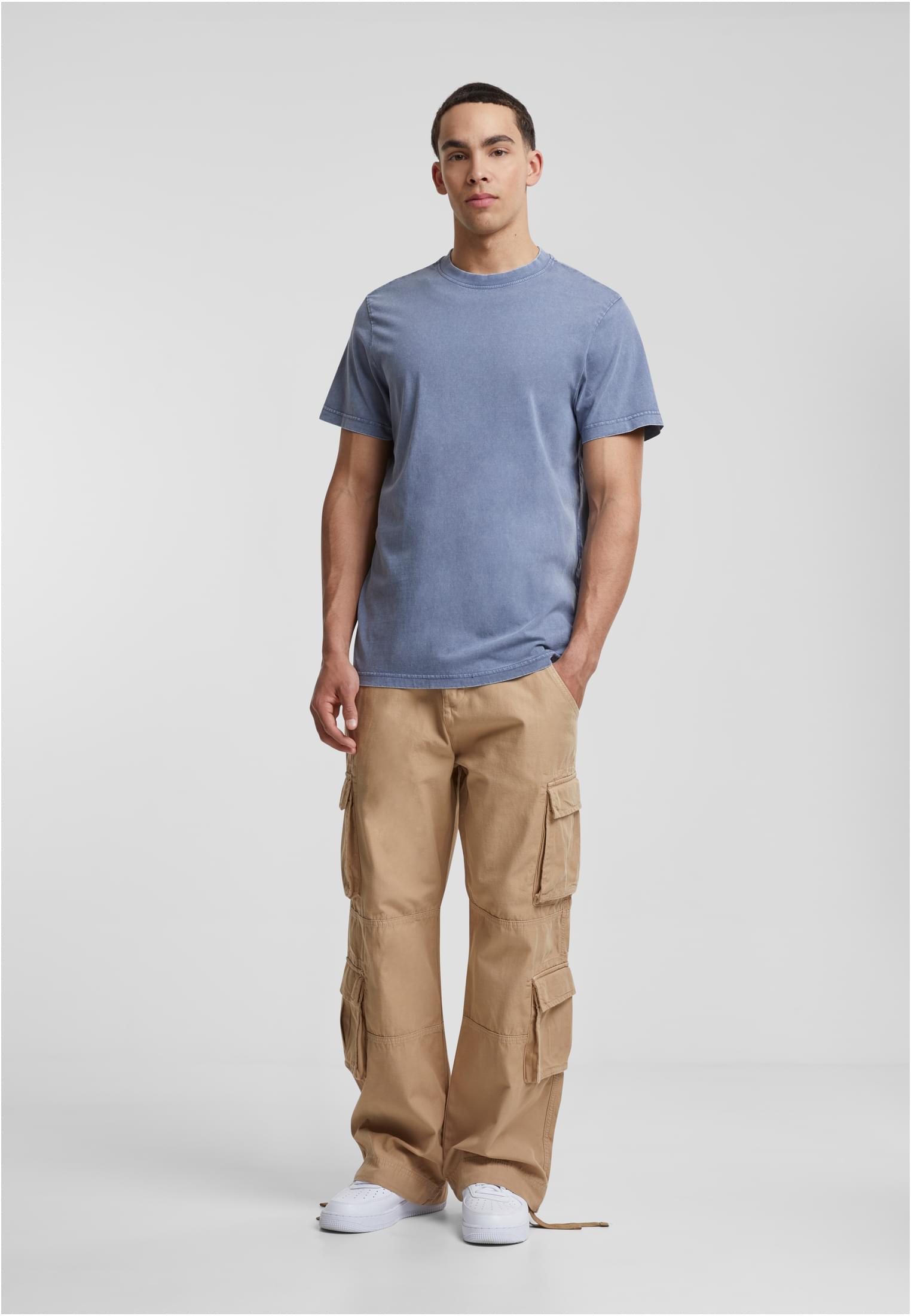 Acid Washed Round Neck Tee vintageblue | vintageblue