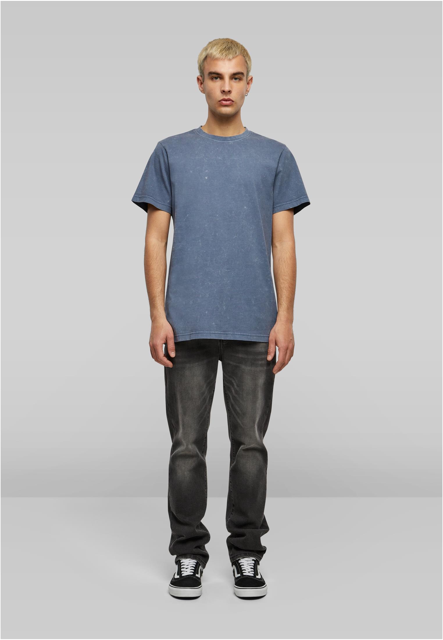Acid Washed Round Neck Tee vintageblue/white | vintageblue/white