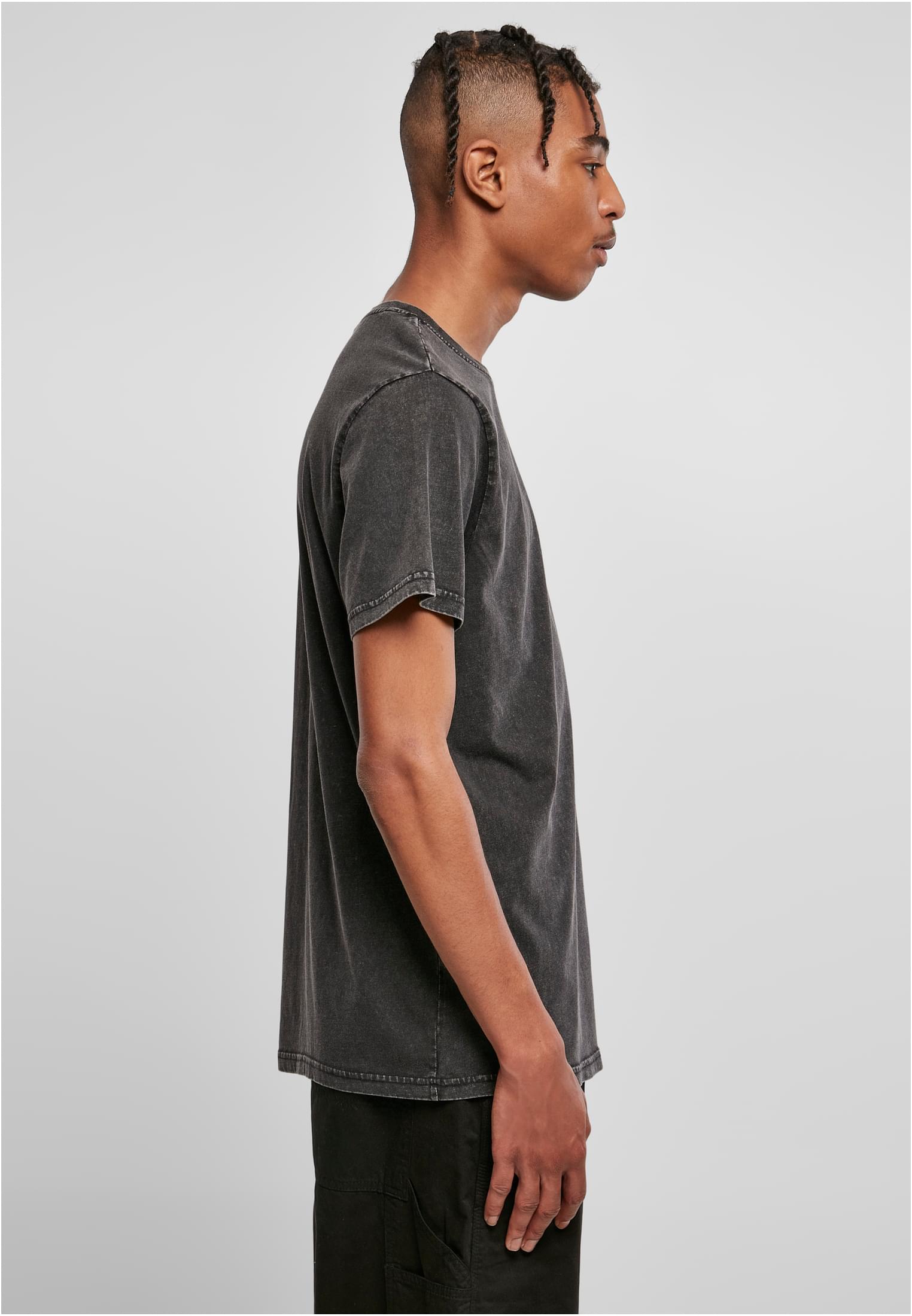Acid Washed Round Neck Tee black | black