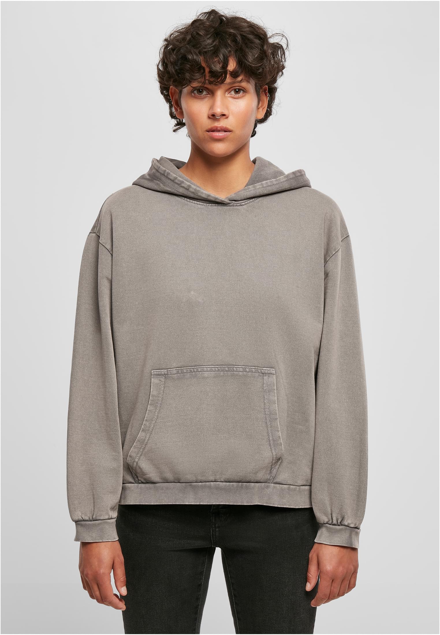 Ladies Acid Washed Oversize Hoody asphalt | asphalt