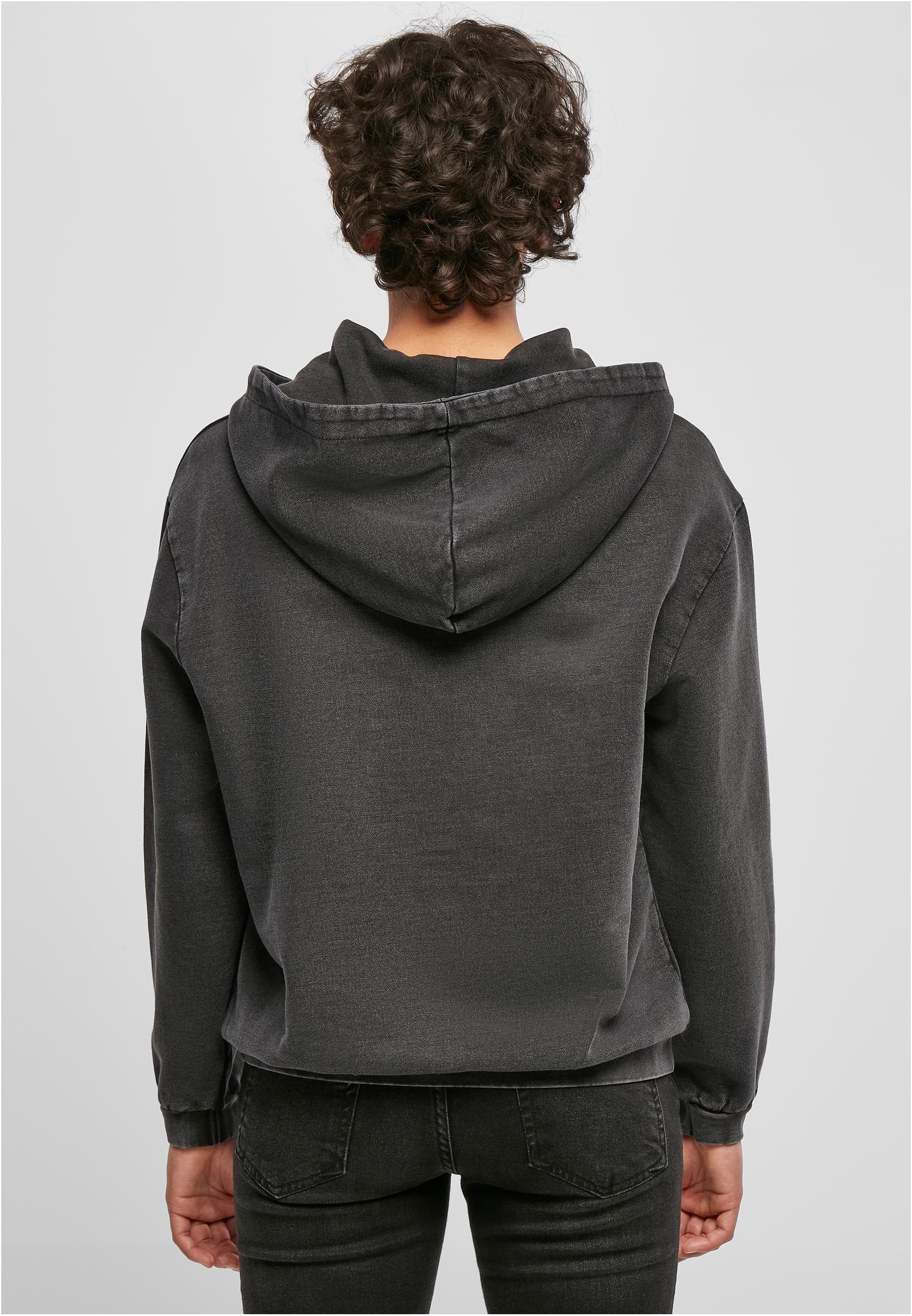 Ladies Acid Washed Oversize Hoody black | black