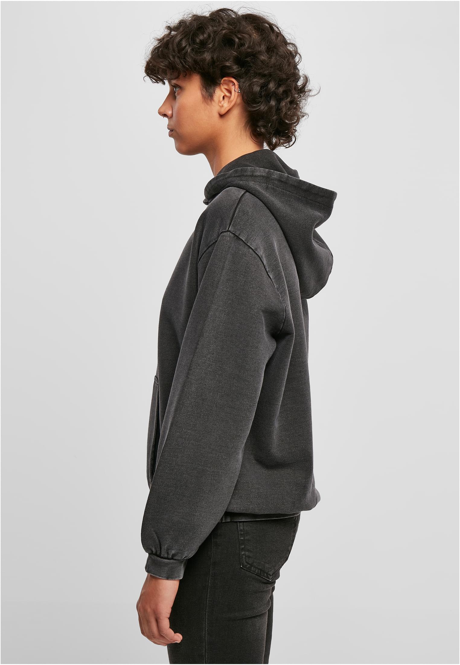 Ladies Acid Washed Oversize Hoody black | black