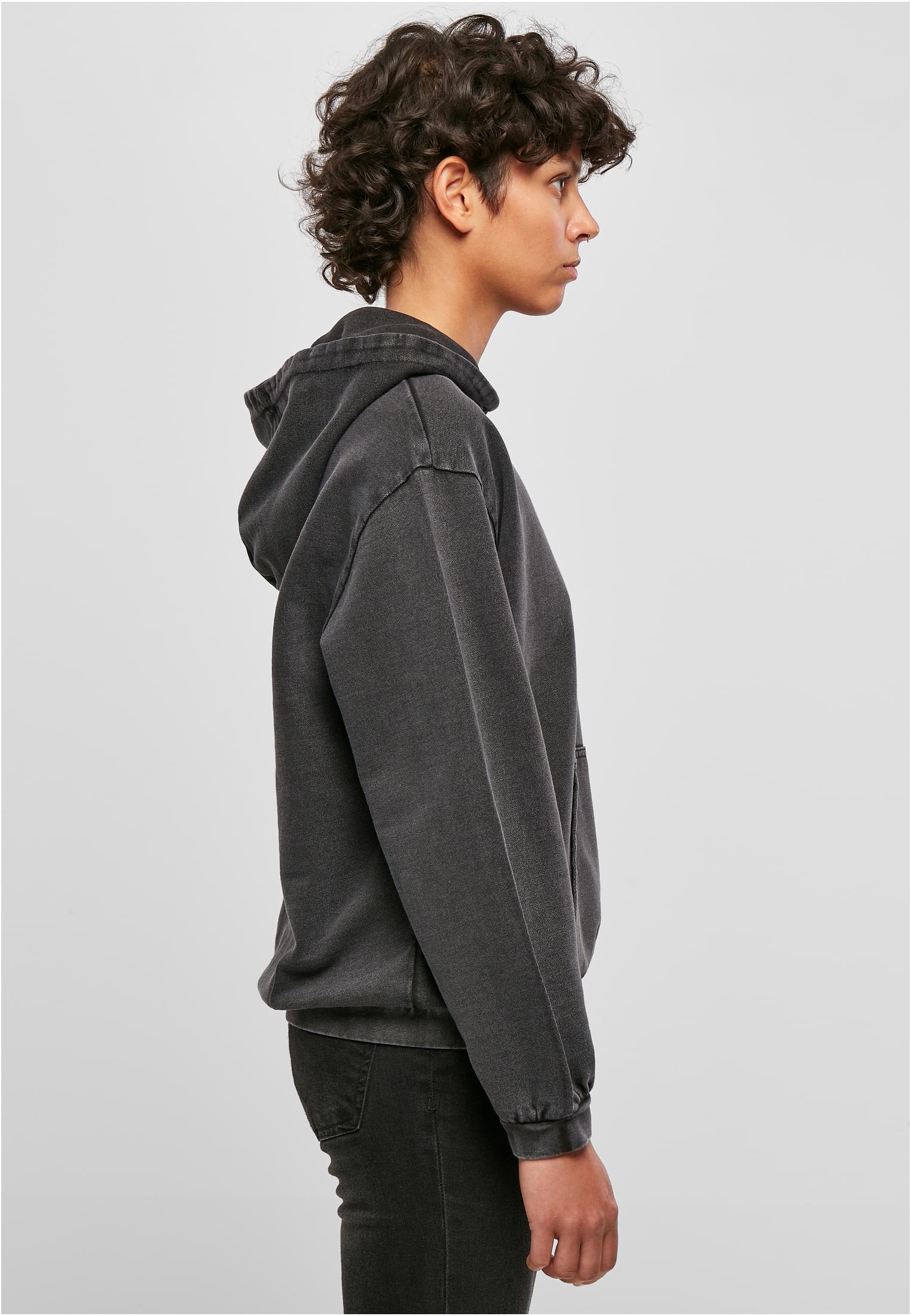 Ladies Acid Washed Oversize Hoody black | black
