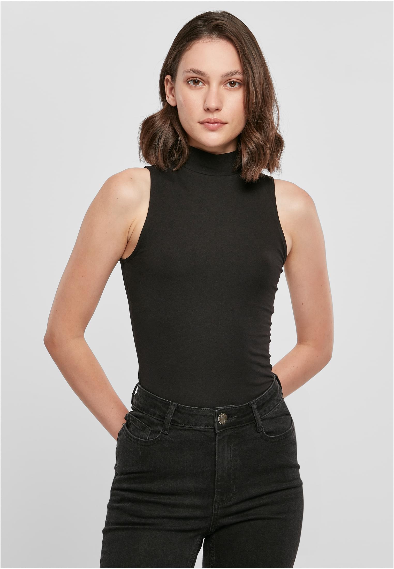 Ladies Sleeveless Turtleneck Body black | black