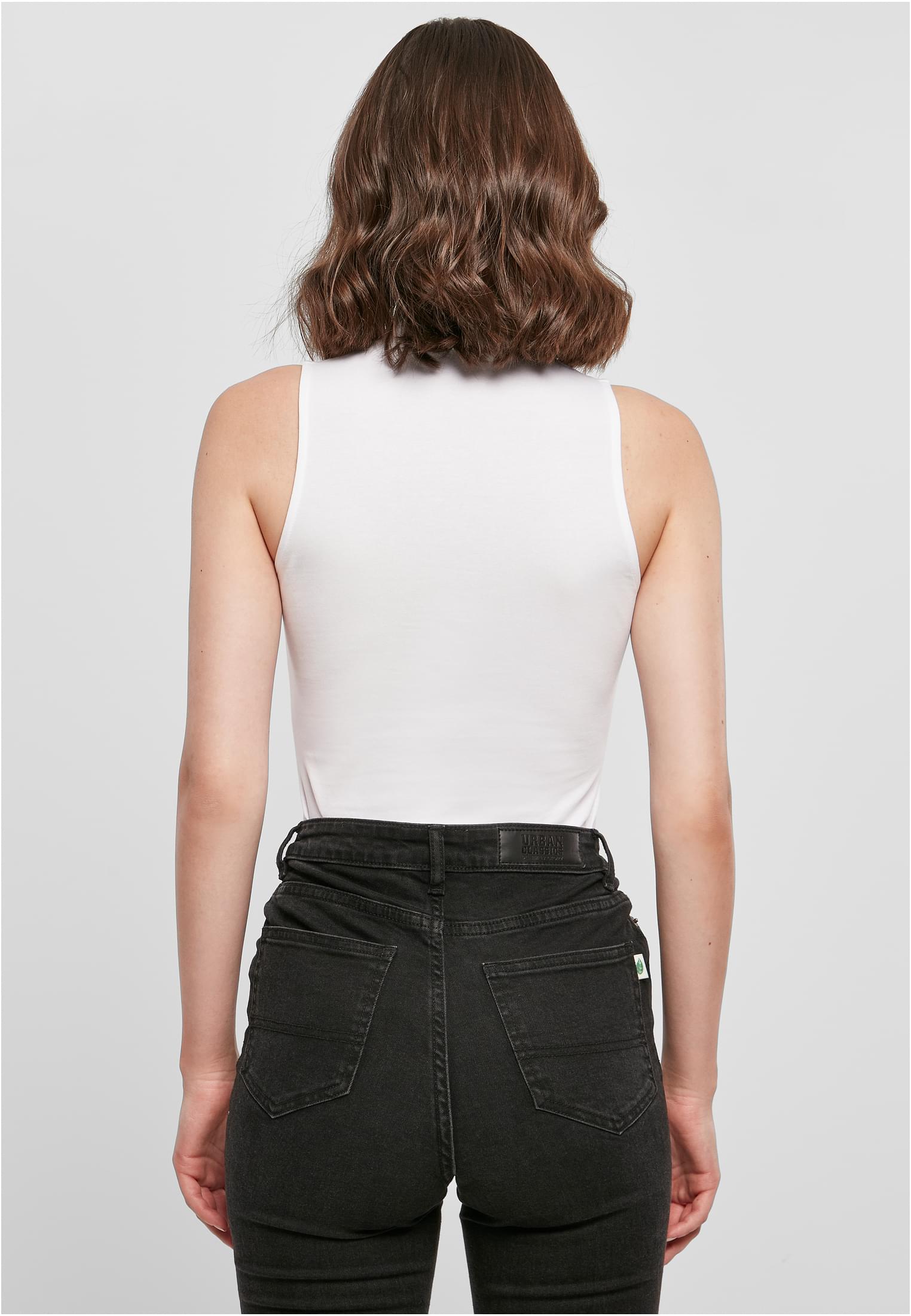 Ladies Sleeveless Turtleneck Body white | white
