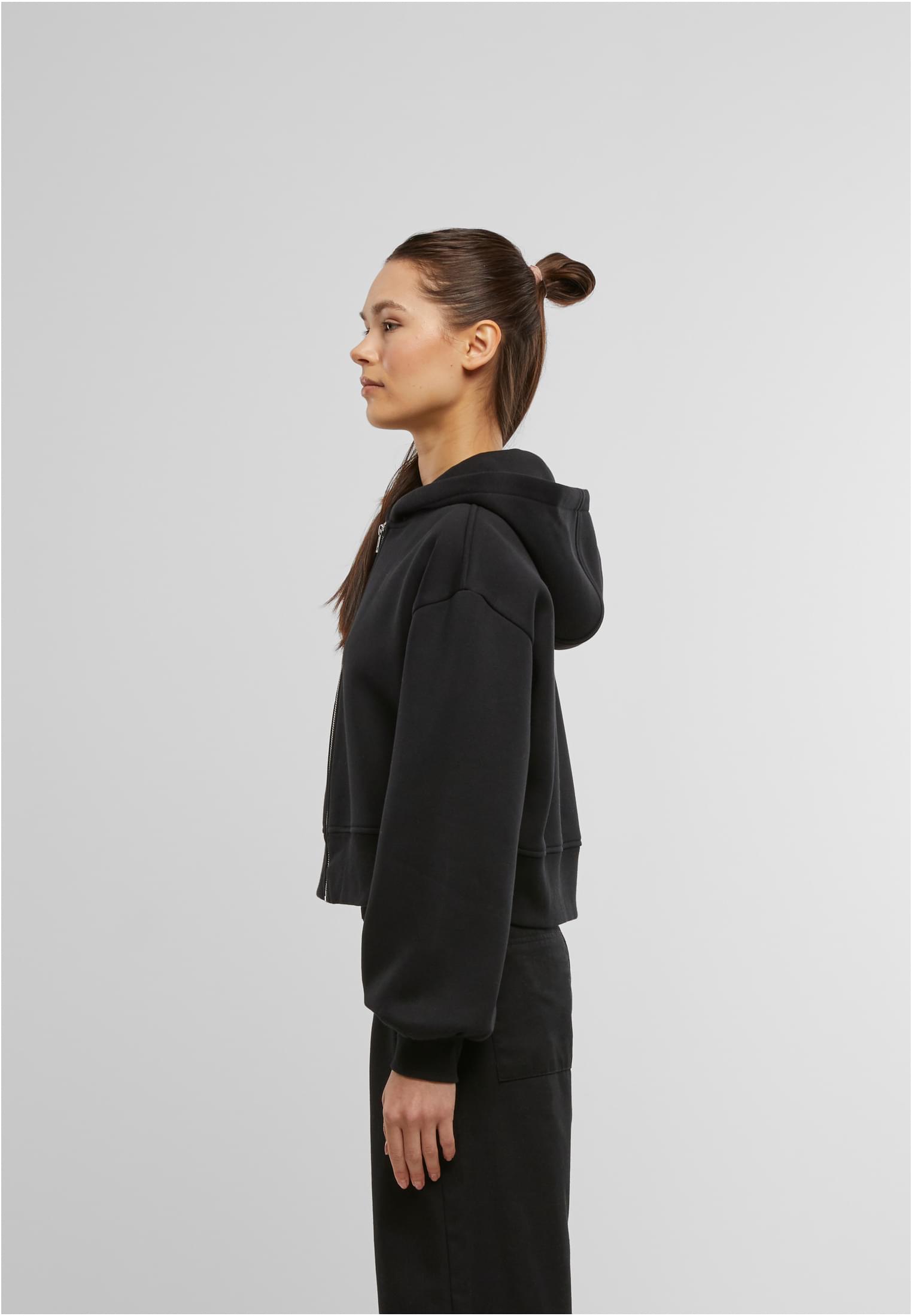 Ladies Short Oversized Zip Jacket black | black