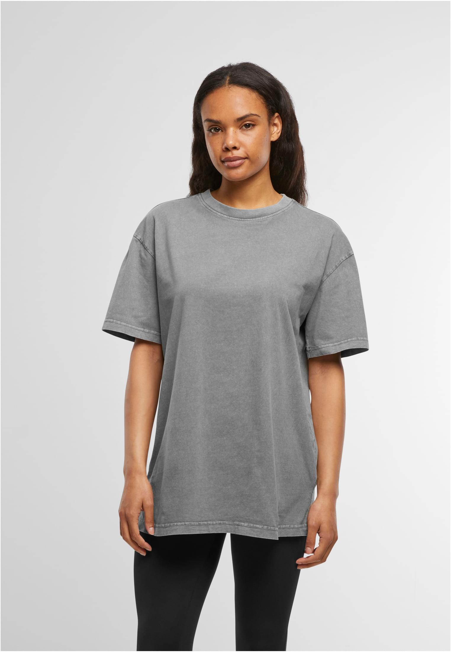 Ladies Oversized Acid Wash Tee asphalt | asphalt