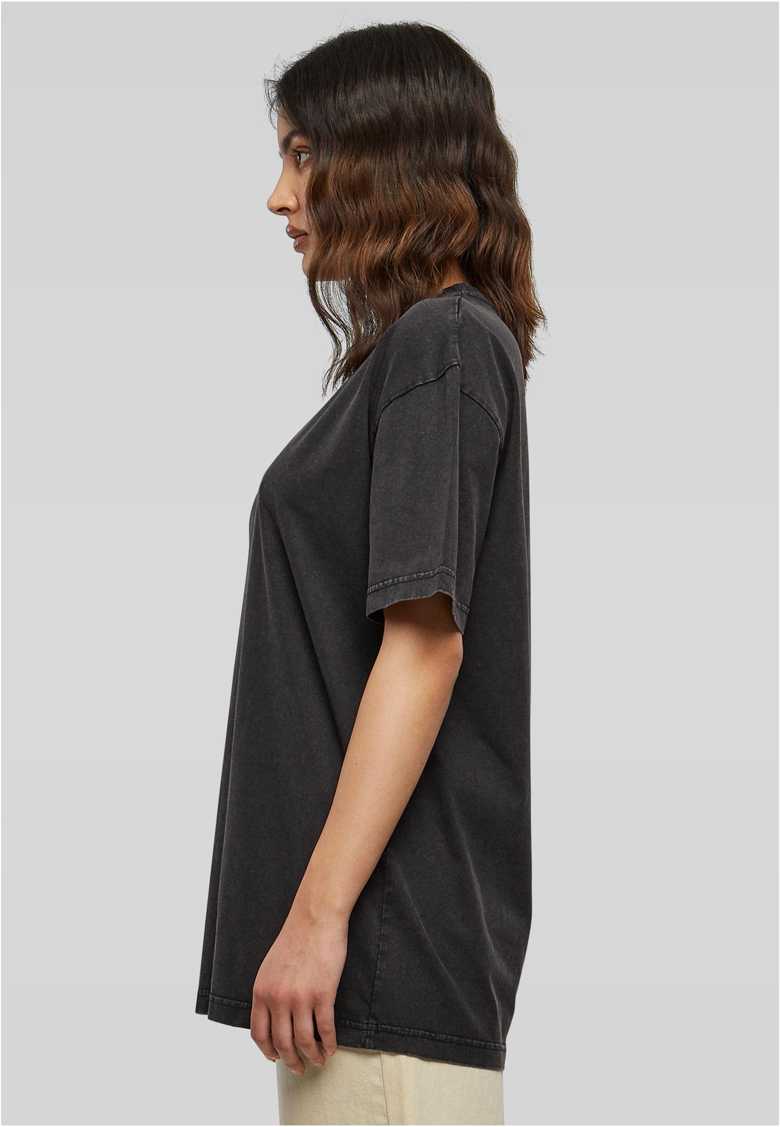 Ladies Oversized Acid Wash Tee black | black